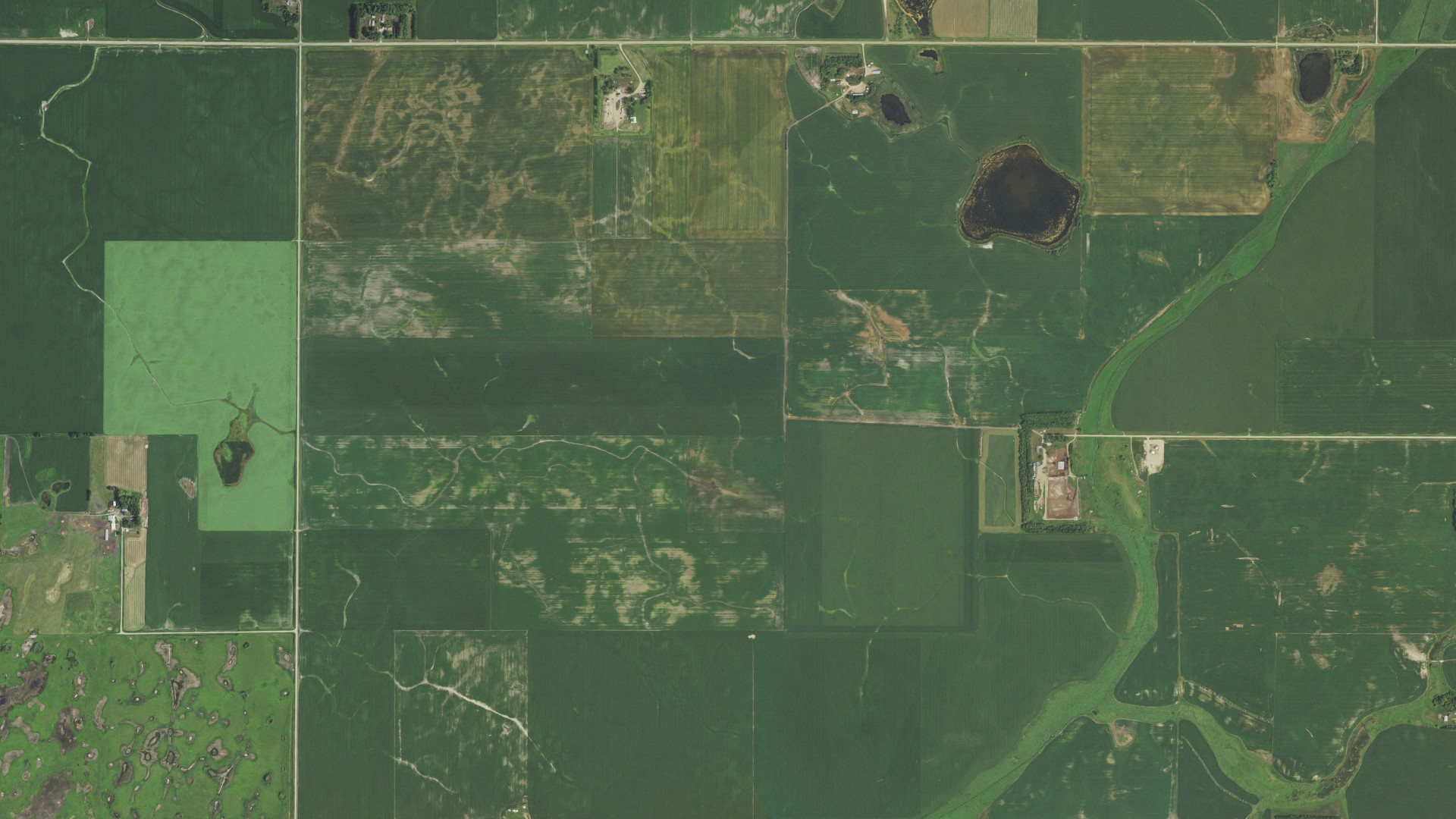 Aerial view of land around Spring Creek, Minnesota