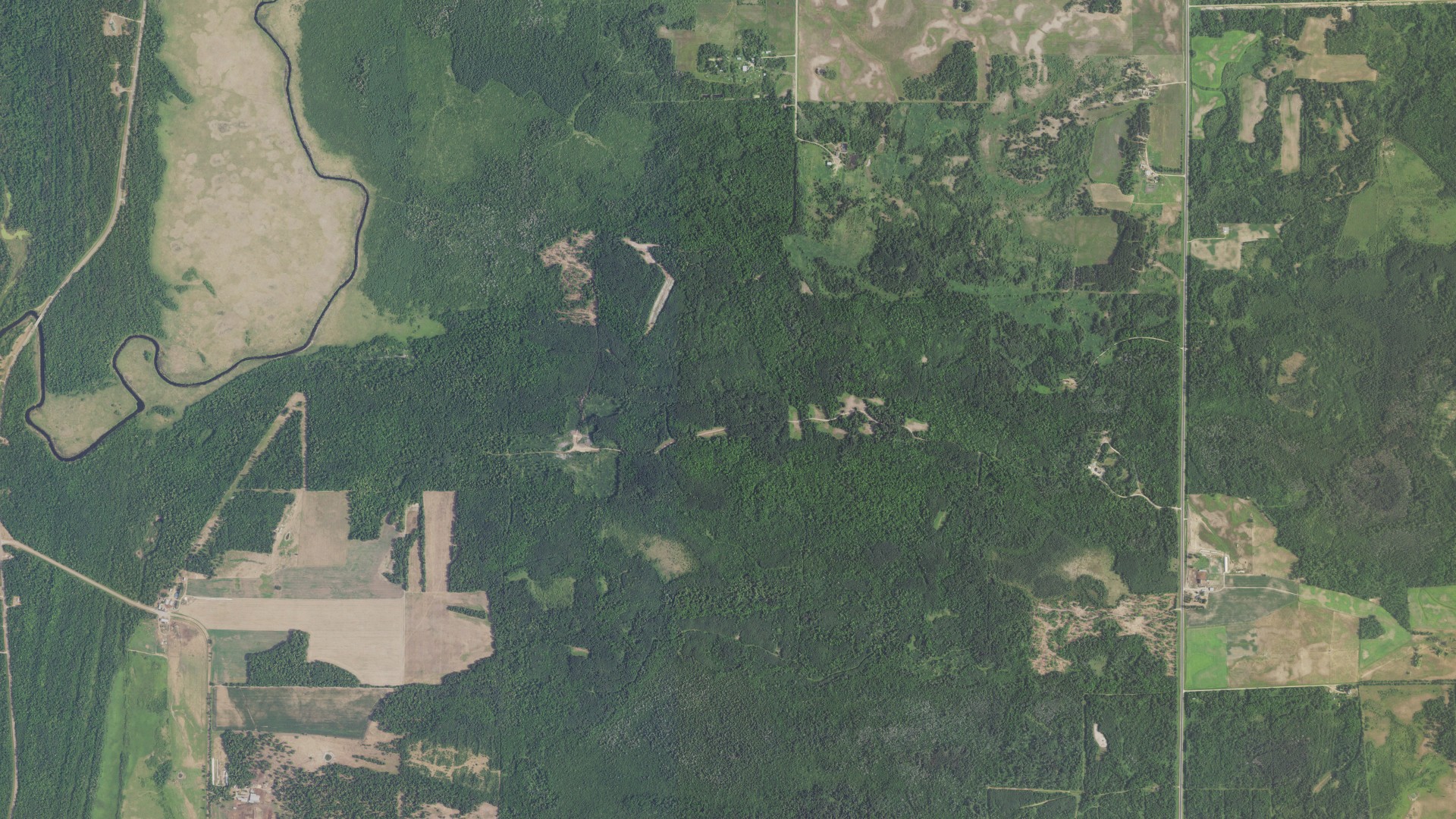 Aerial view of land around Battle, Minnesota