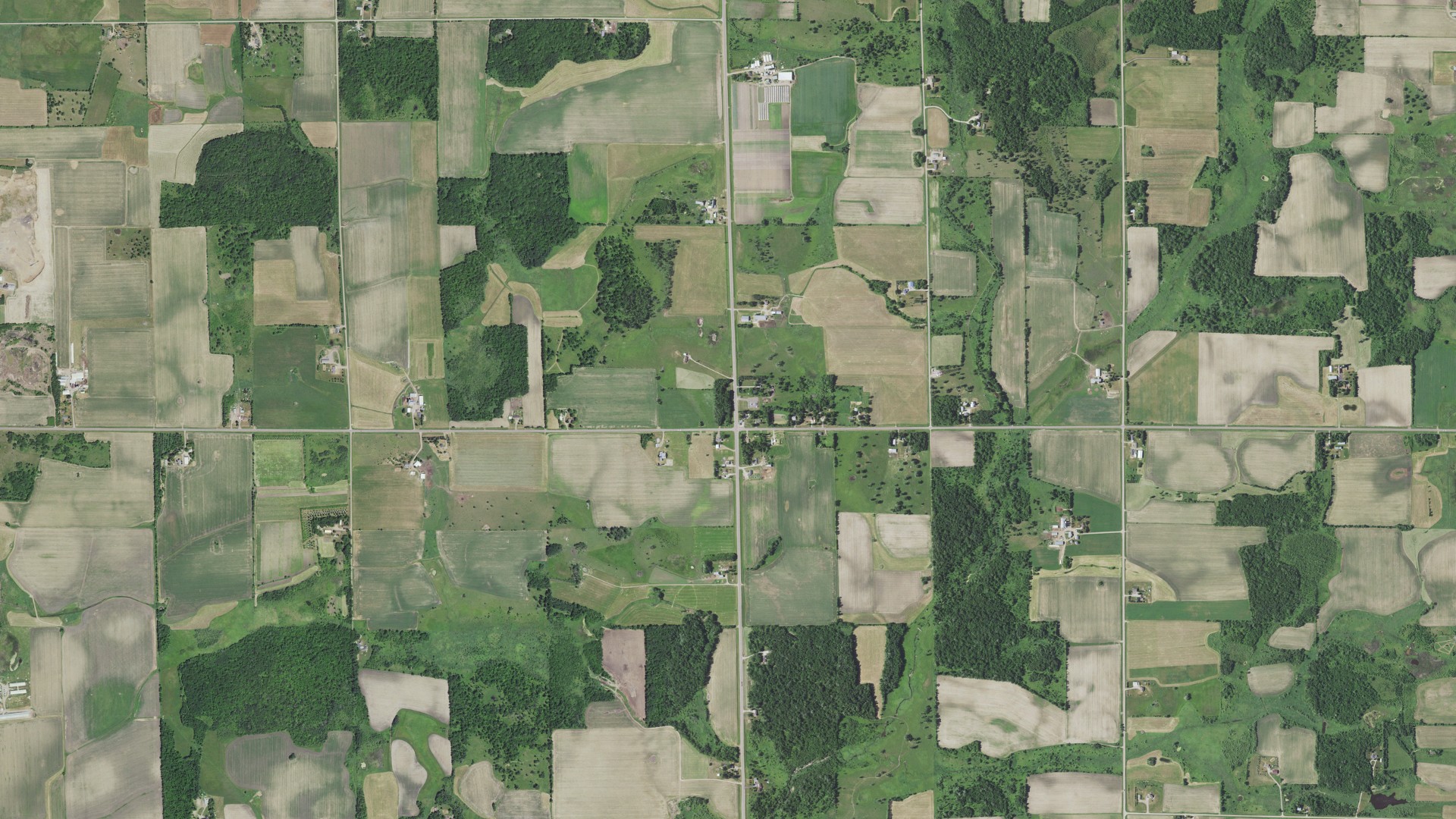 Aerial view of land around Alberta, Minnesota