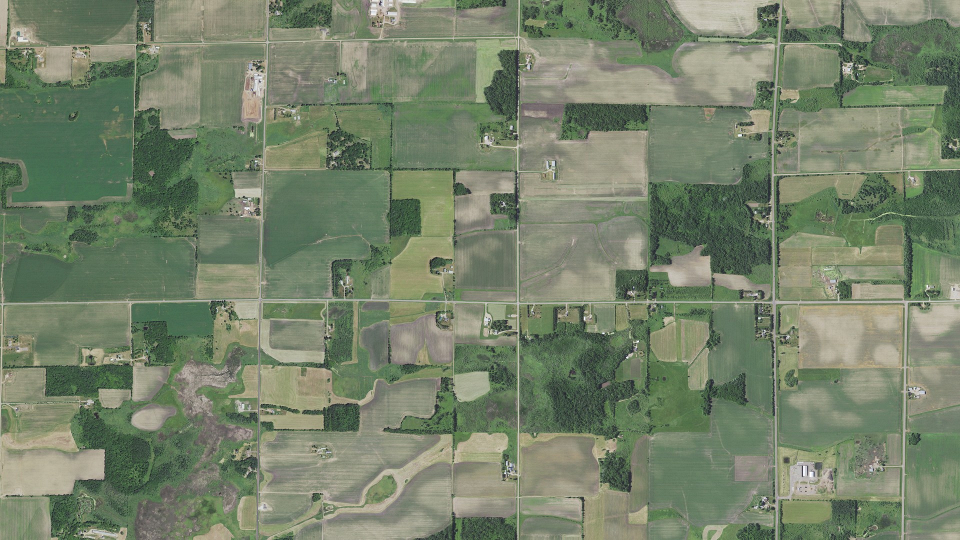 Aerial view of land around Gilmanton, Minnesota