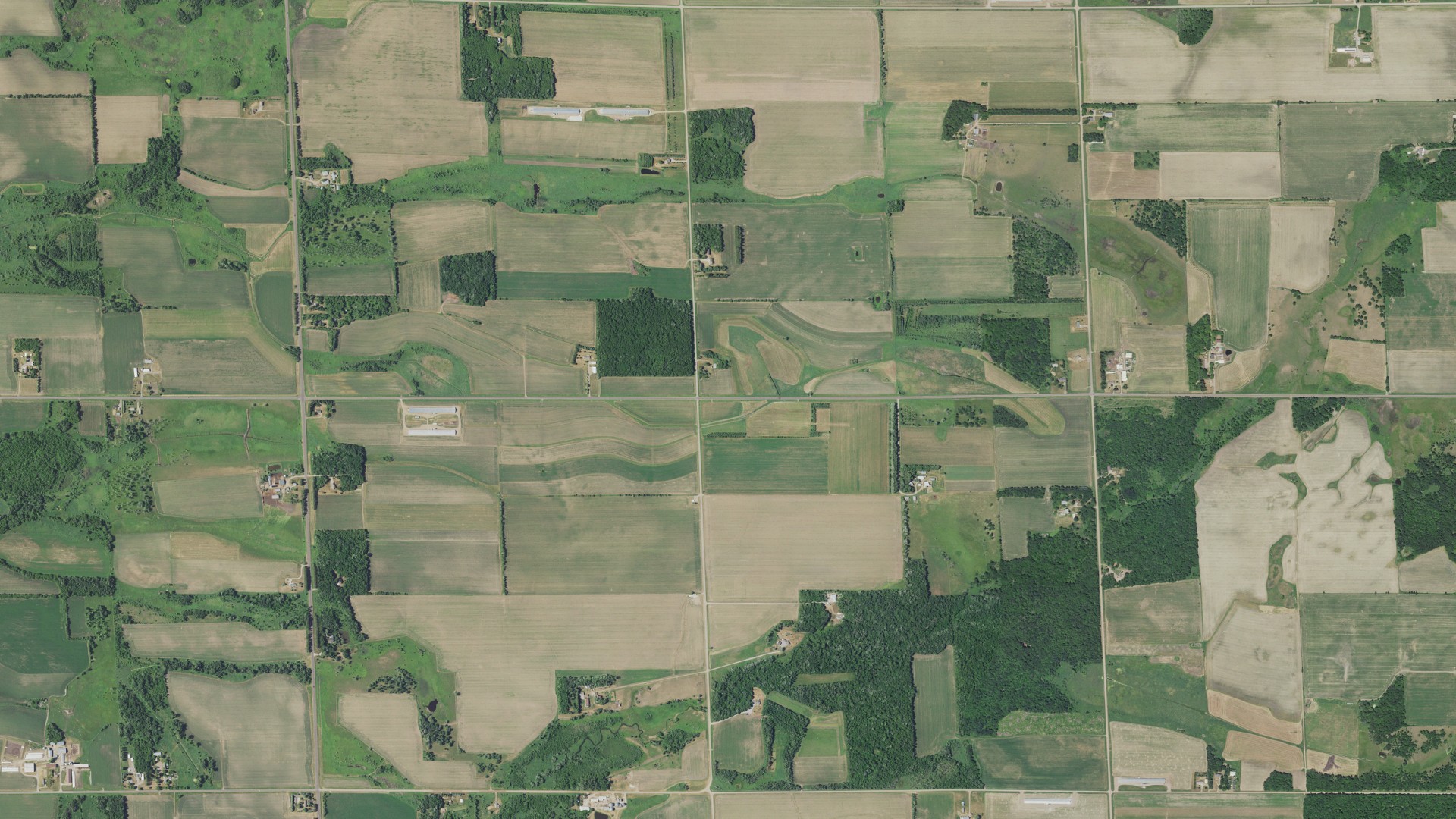 Aerial view of land around Graham, Minnesota