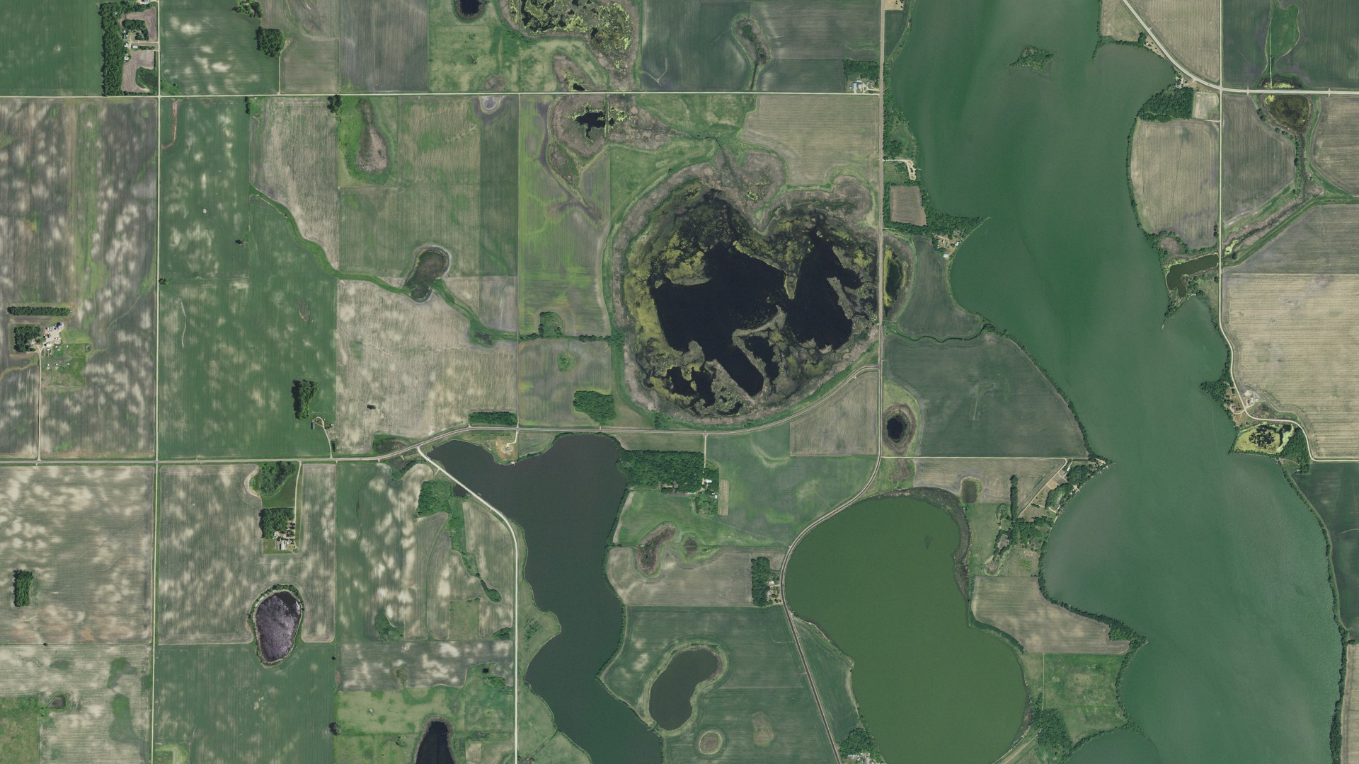 Aerial view of land around Artichoke, Minnesota