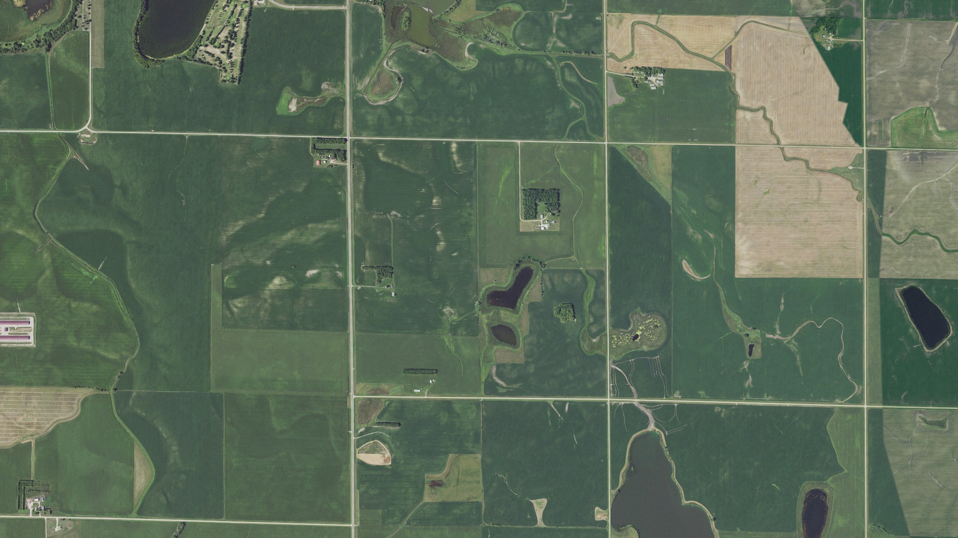 Aerial view of land around Graceville, Minnesota