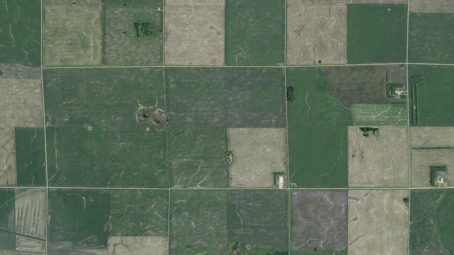 Natural-color aerial photograph of land around Moonshine, Minnesota