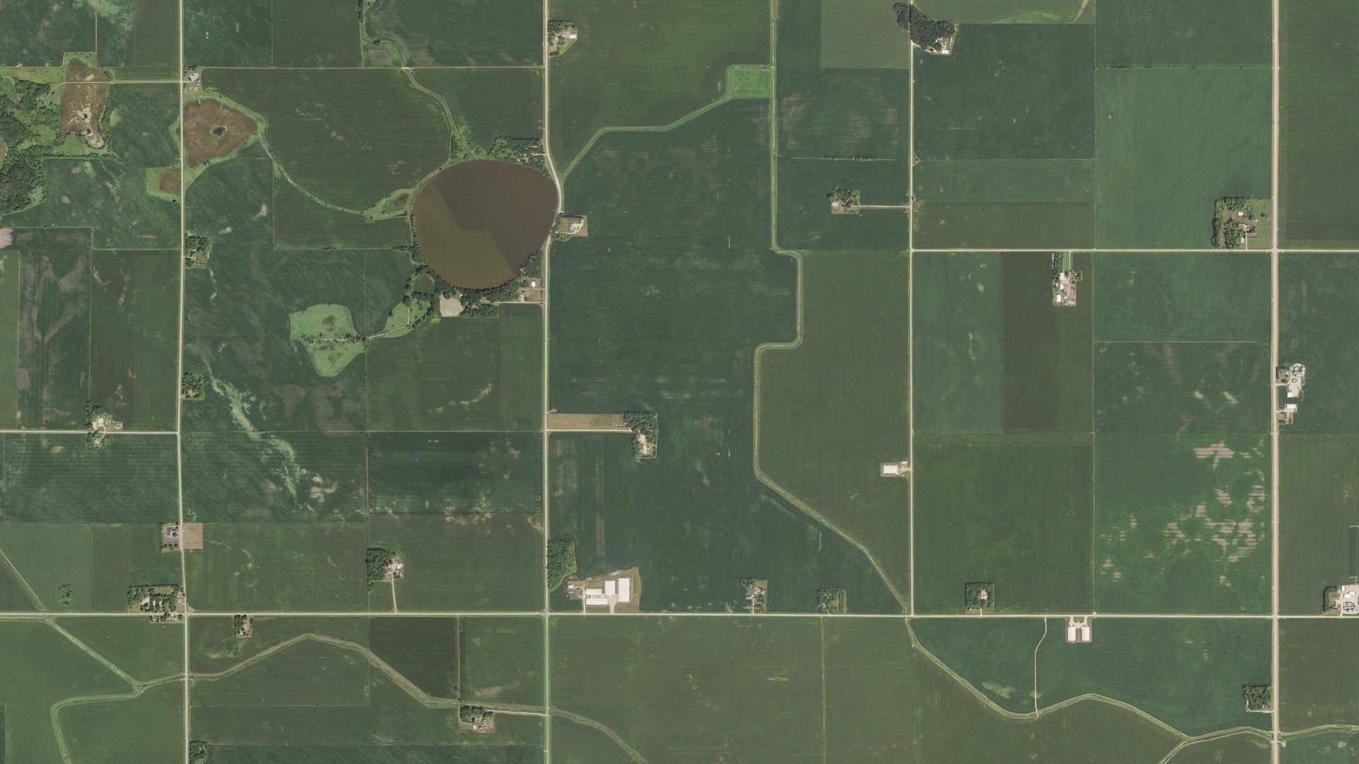 Natural-color aerial photograph of land around Butternut Valley, Minnesota