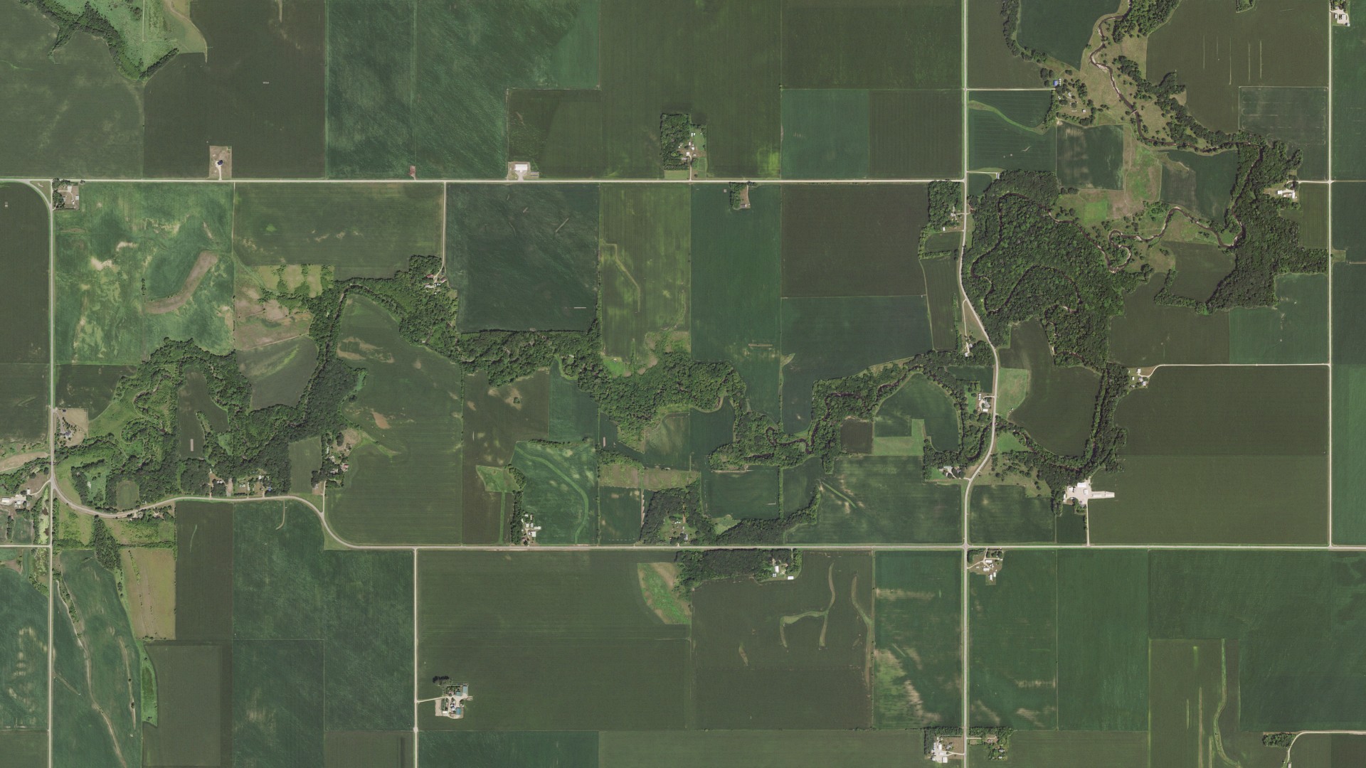 Aerial view of land around Ceresco, Minnesota