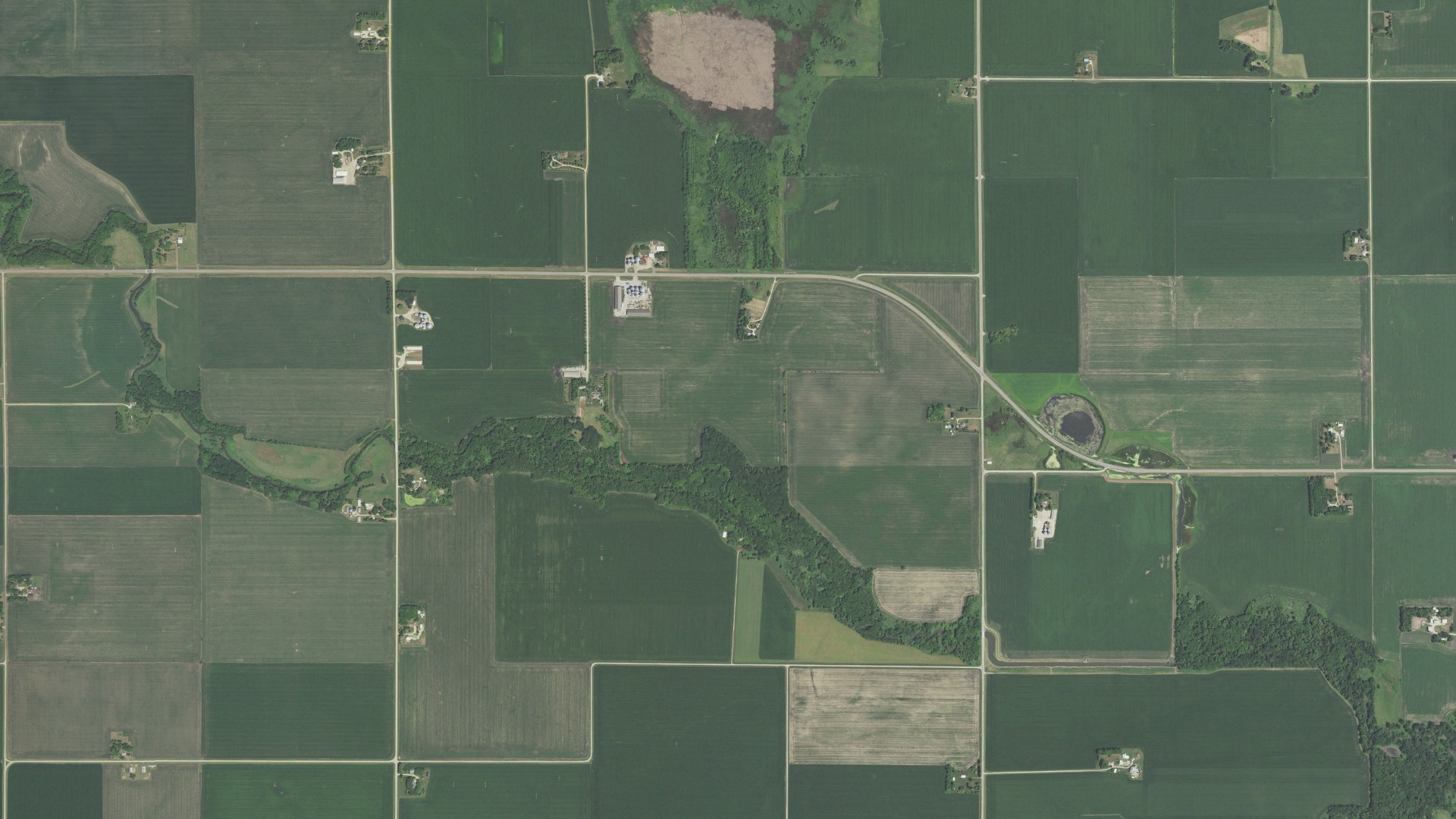 Aerial view of land around Danville, Minnesota