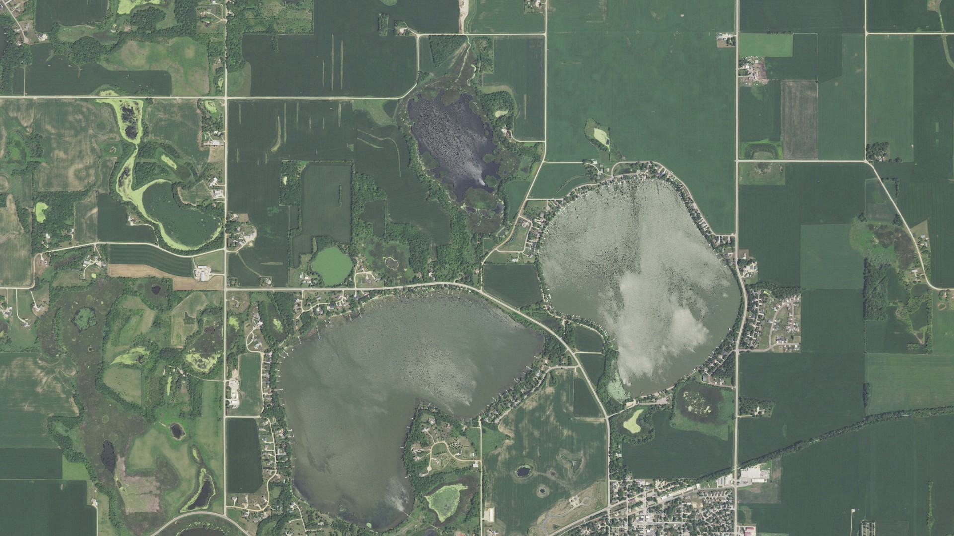 Aerial view of land around Jamestown, Minnesota