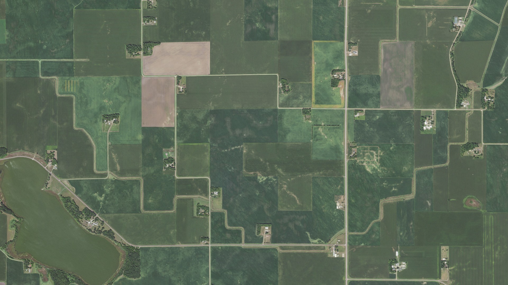 Aerial view of land around Linden, Minnesota