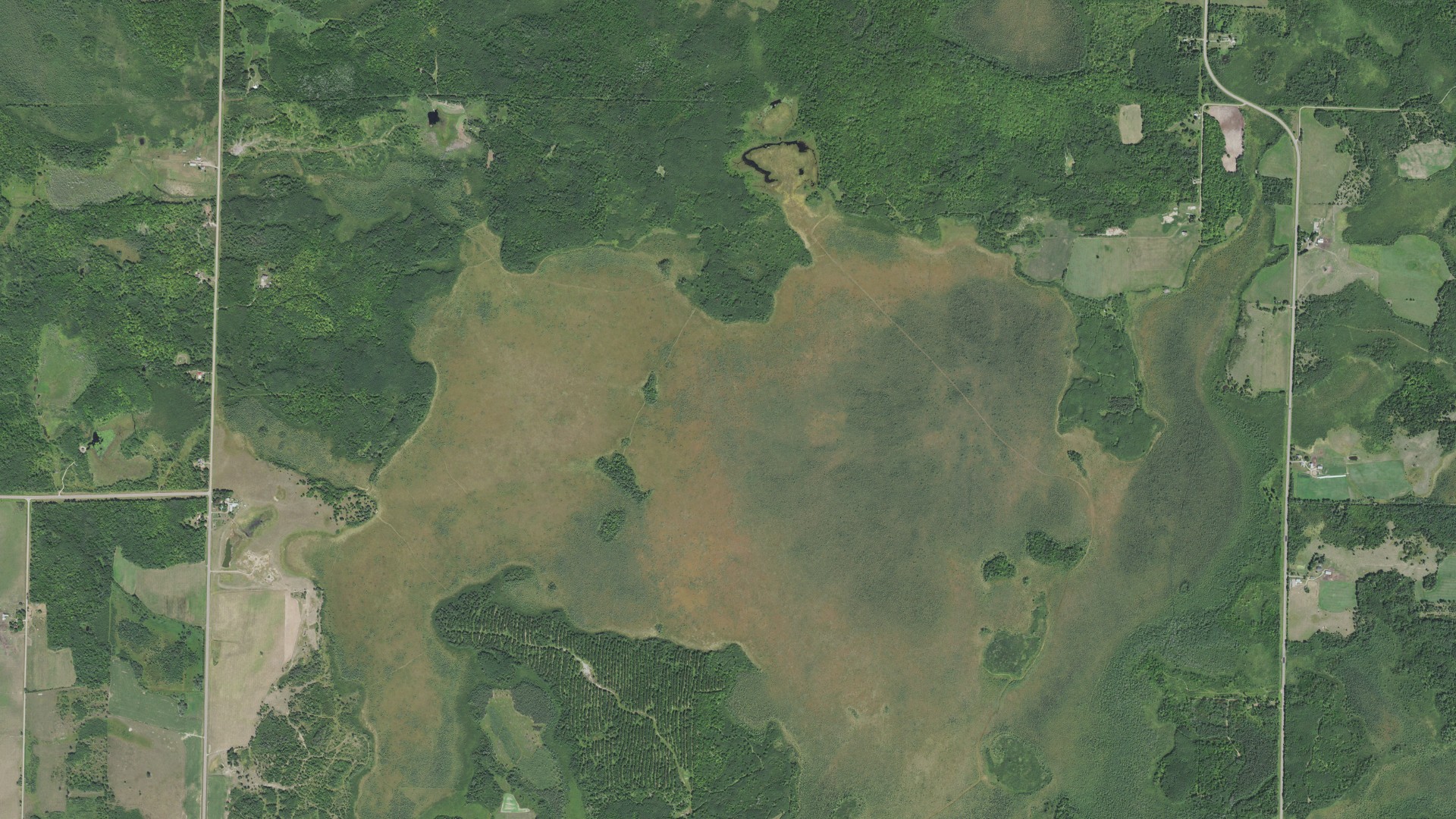 Aerial view of land around Beseman, Minnesota