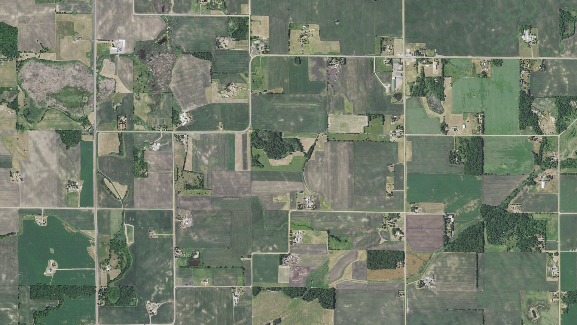 Aerial view of land around Hollywood, Minnesota