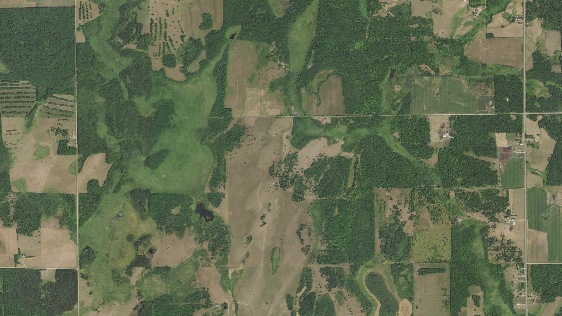 Aerial view of land around Maple, Minnesota