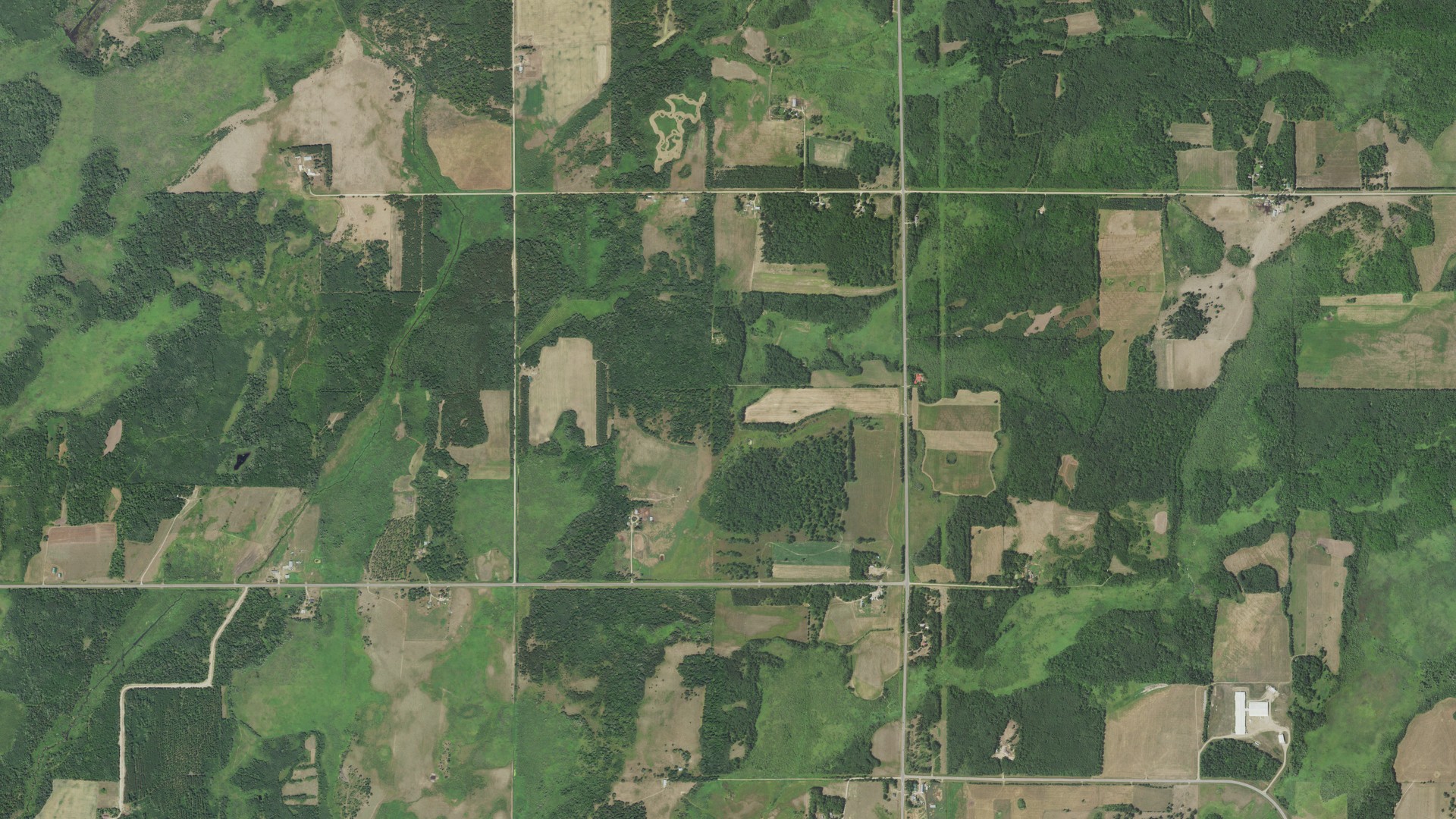 Aerial view of land around Poplar, Minnesota