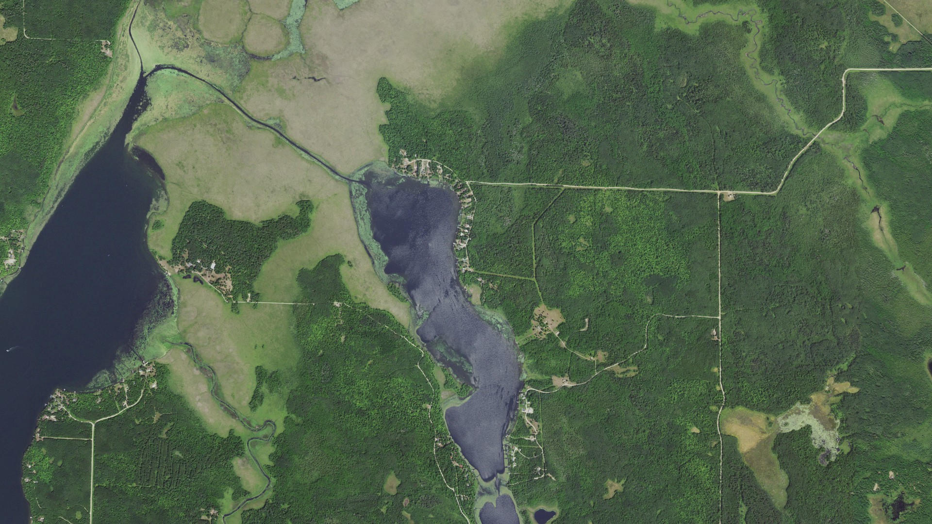 Aerial view of land around Rogers, Minnesota