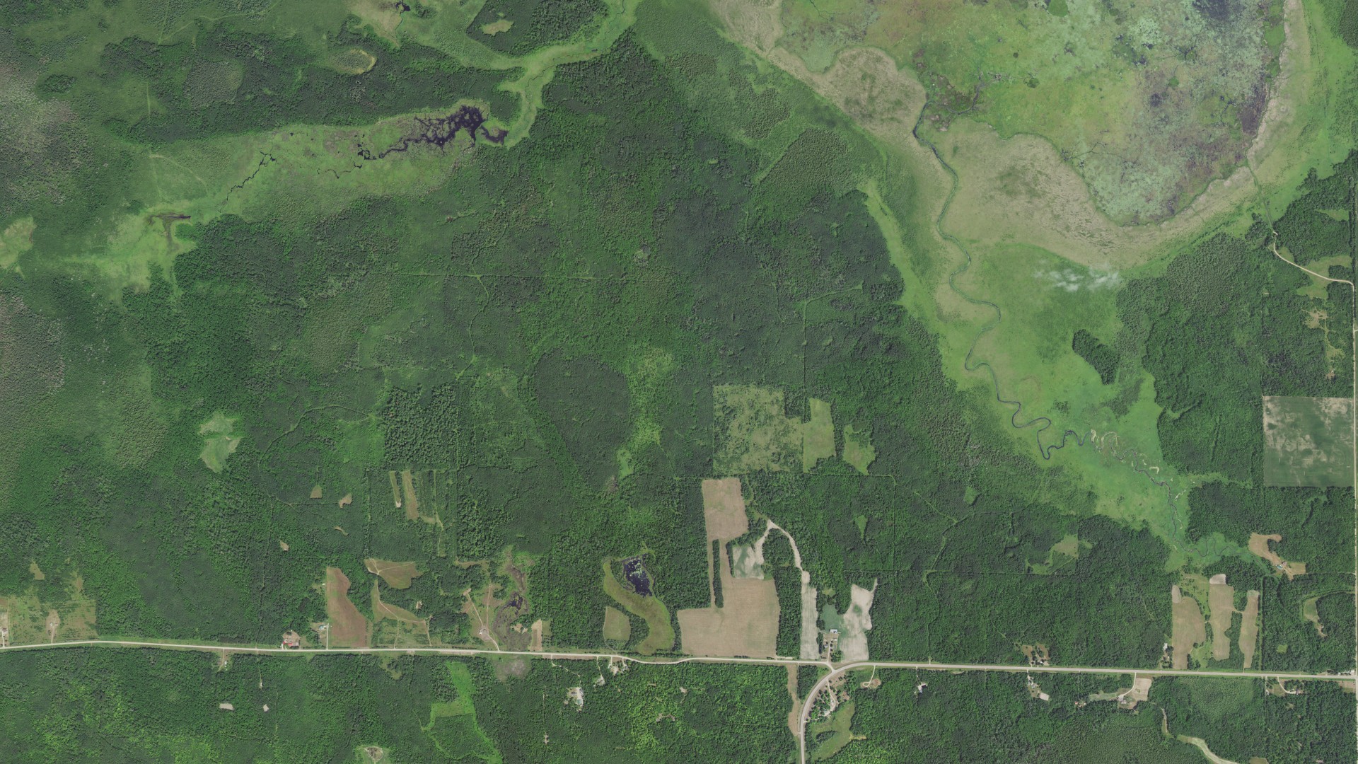 Aerial view of land around Salem, Minnesota