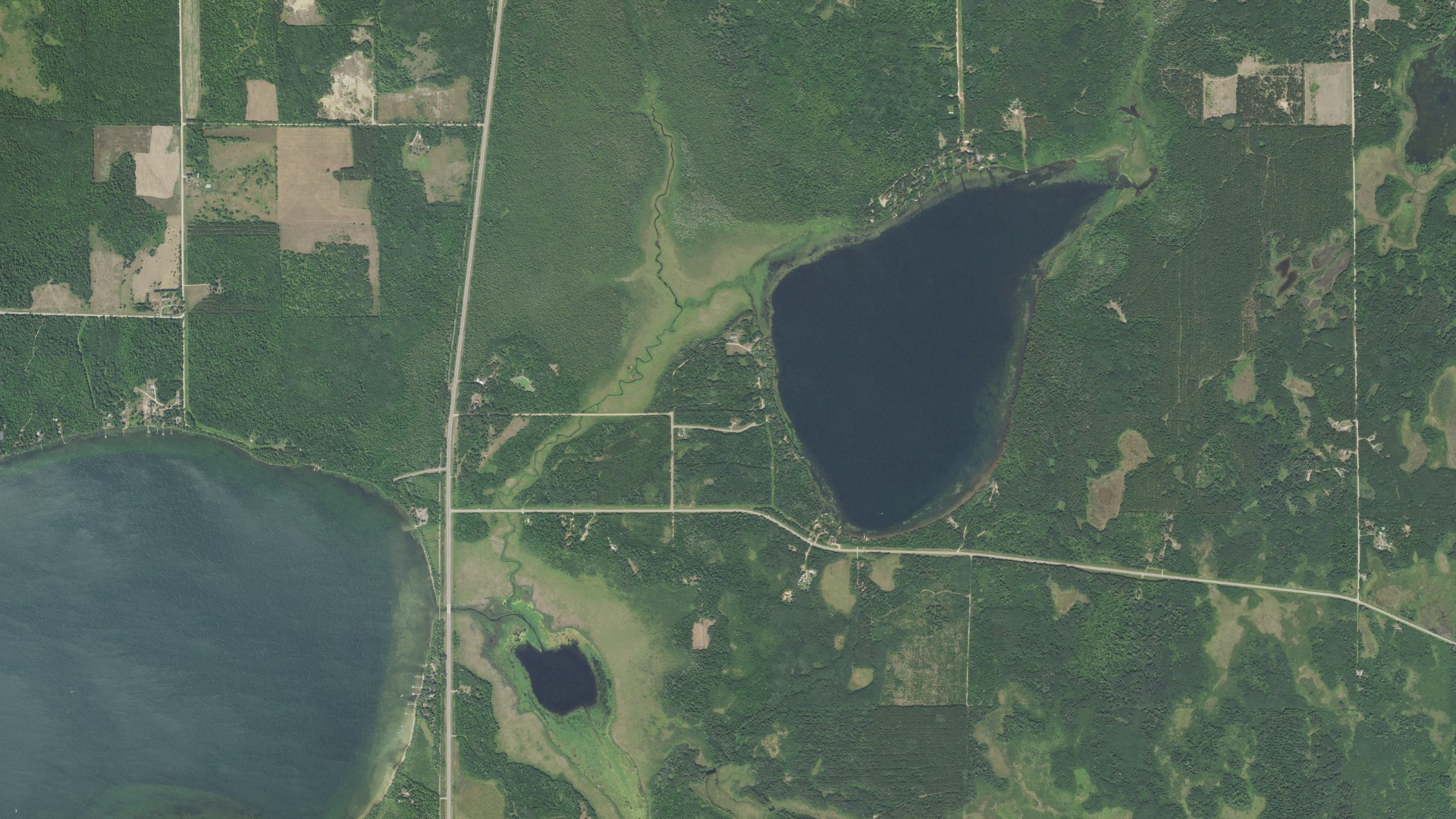Aerial view of land around Wilkinson, Minnesota