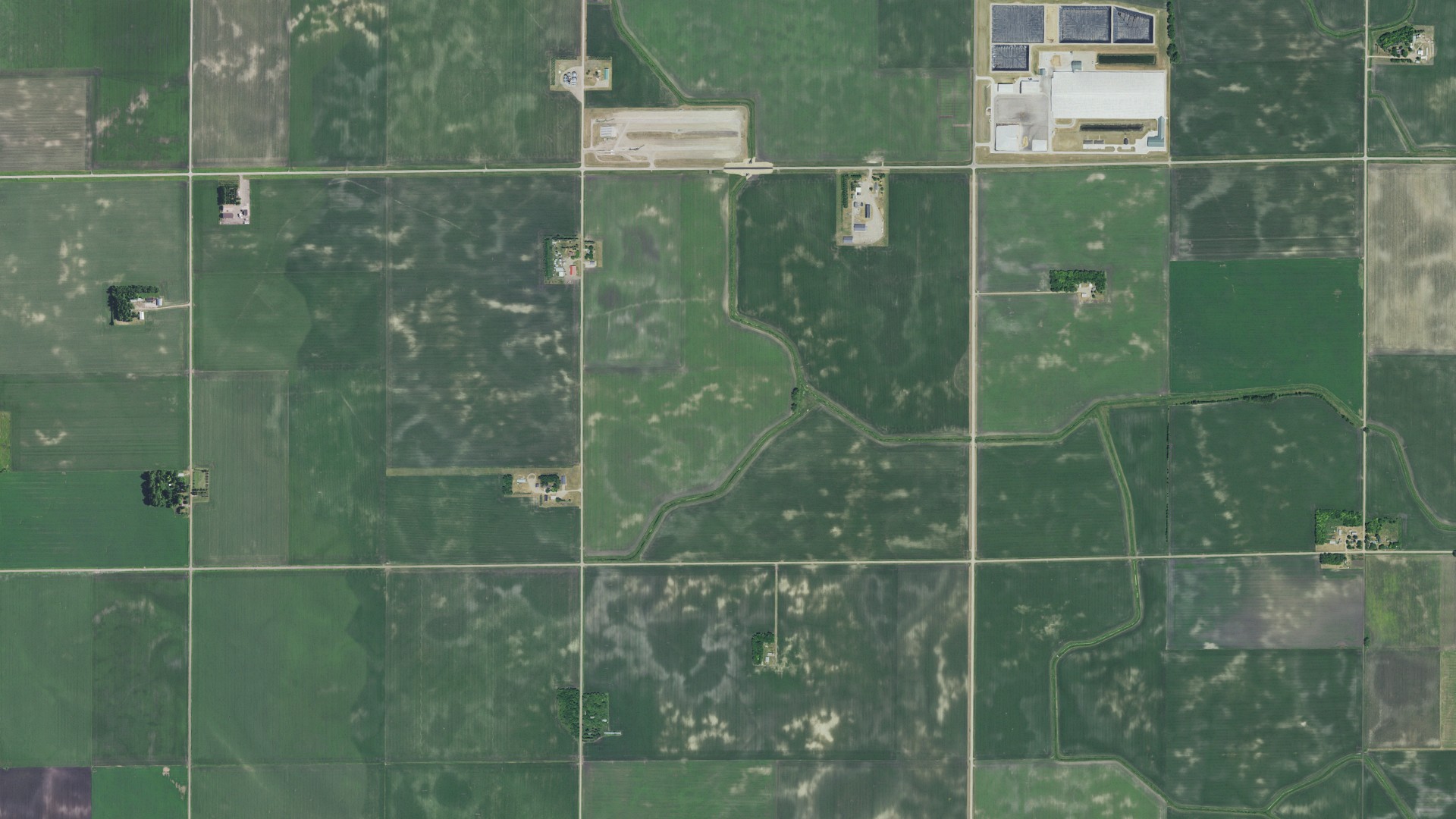 Aerial view of land around Louriston, Minnesota