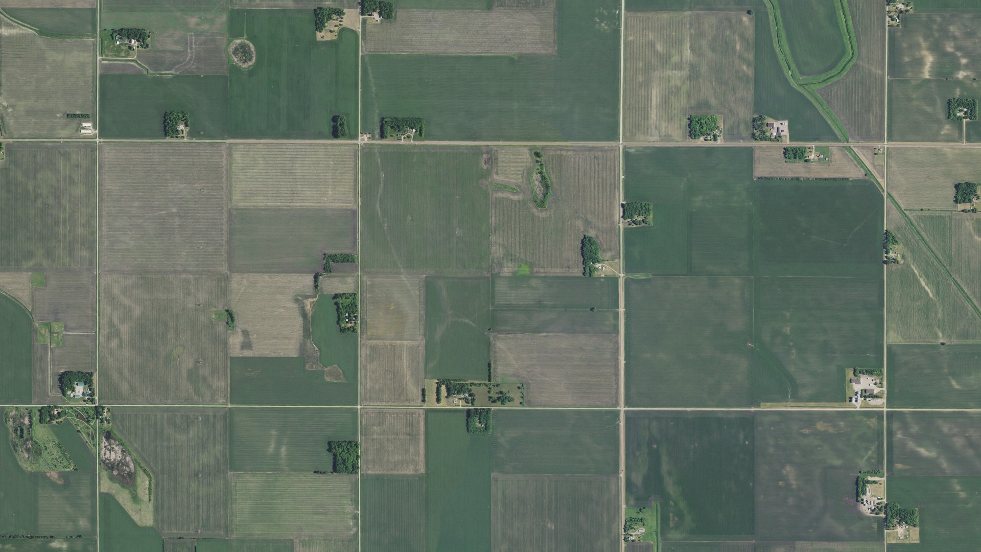 Aerial view of land around Rosewood, Minnesota