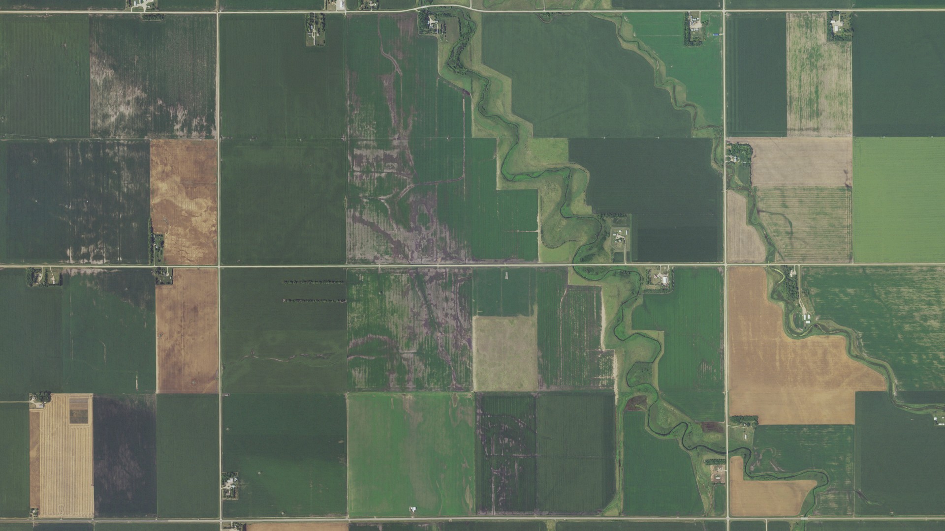 Aerial view of land around Alliance, Minnesota