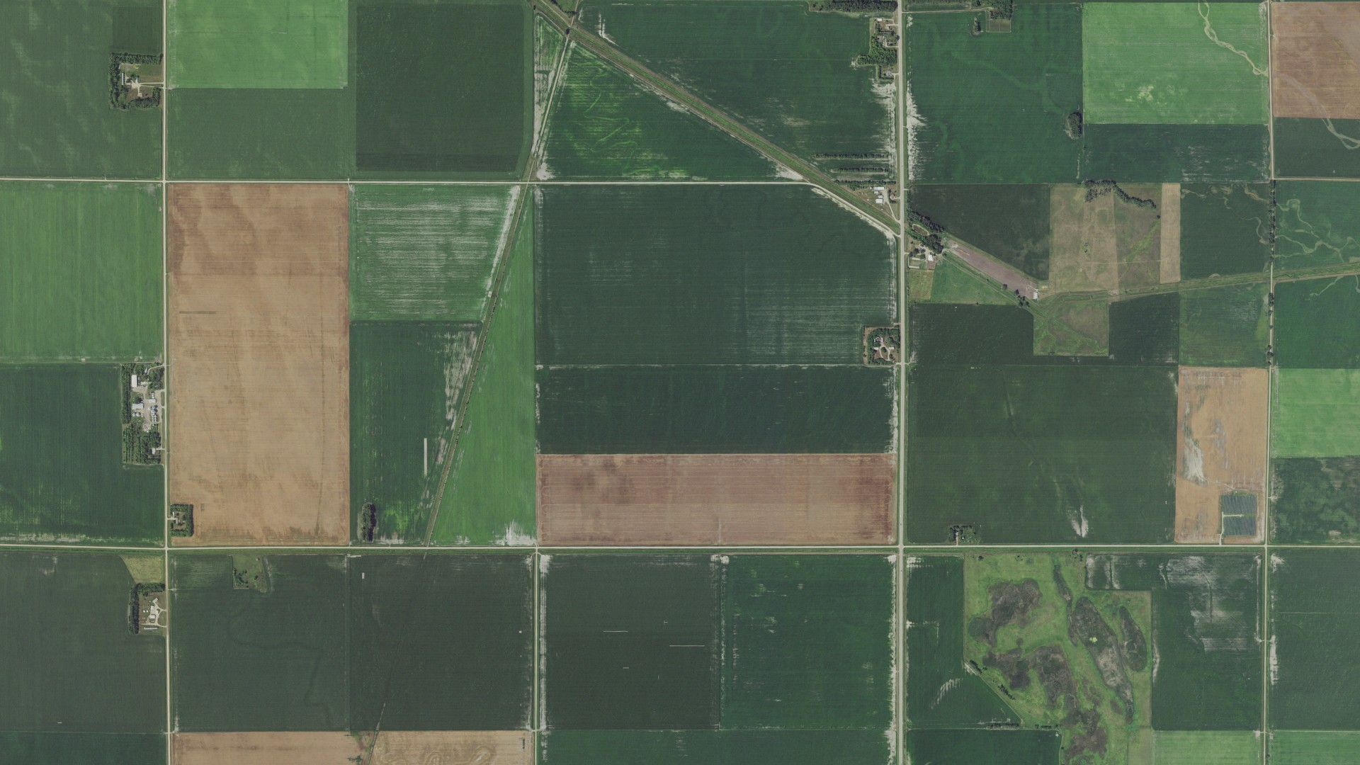 Aerial view of land around Flowing, Minnesota