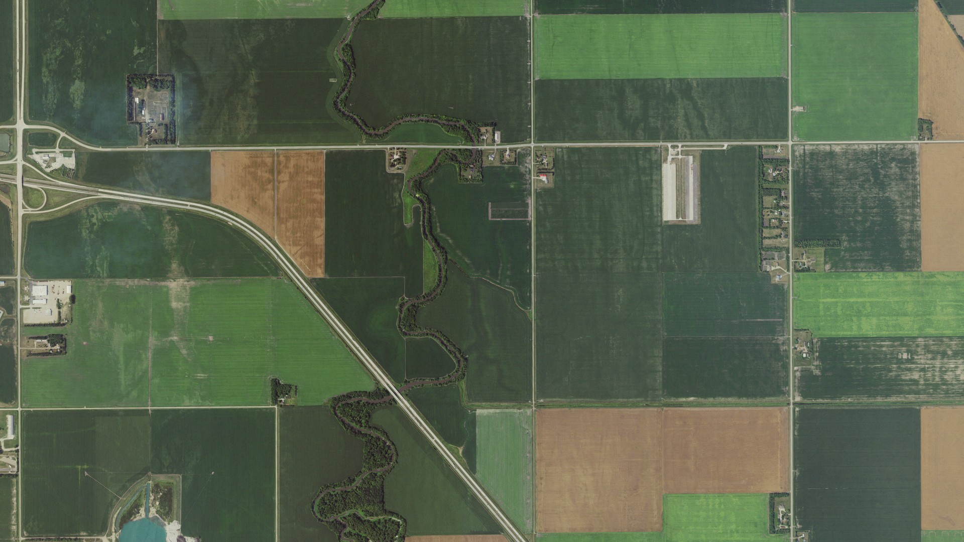 Aerial view of land around Glyndon, Minnesota