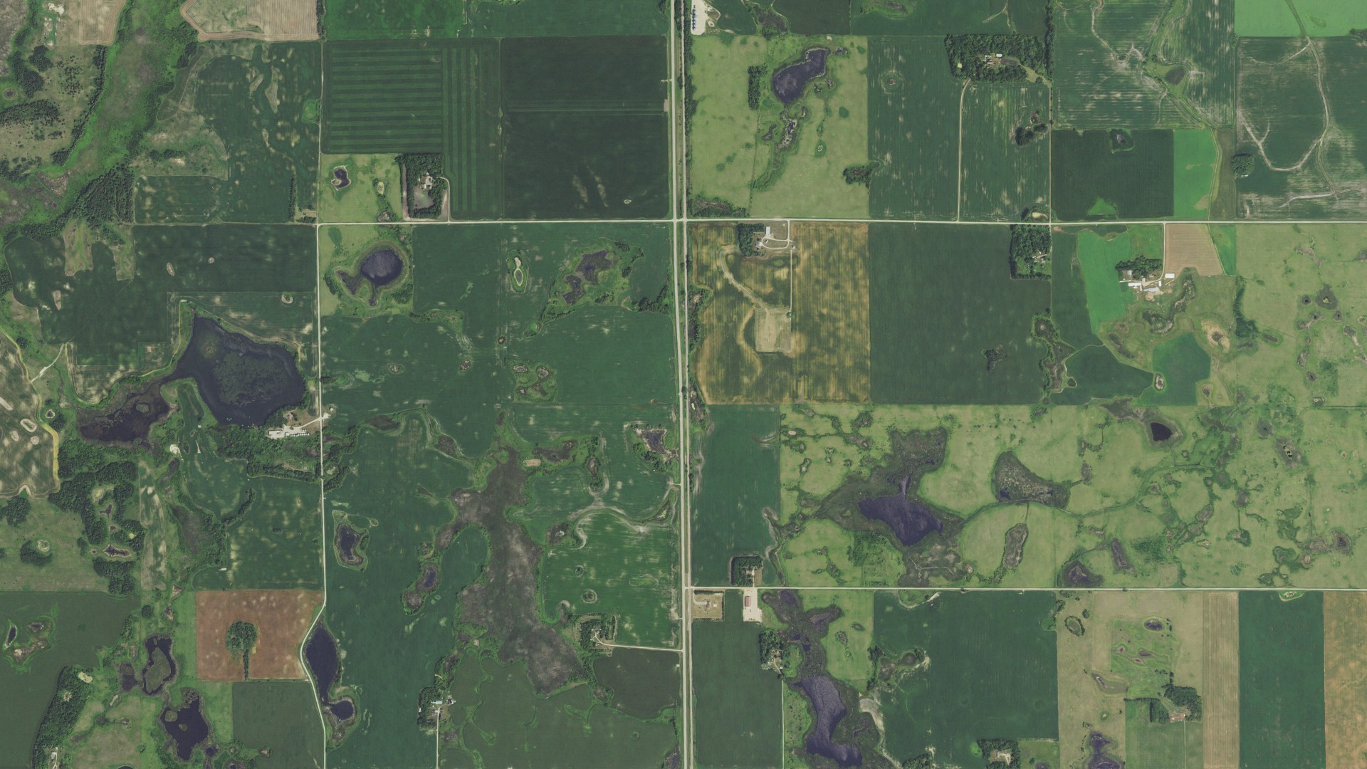 Aerial view of land around Goose Prairie, Minnesota