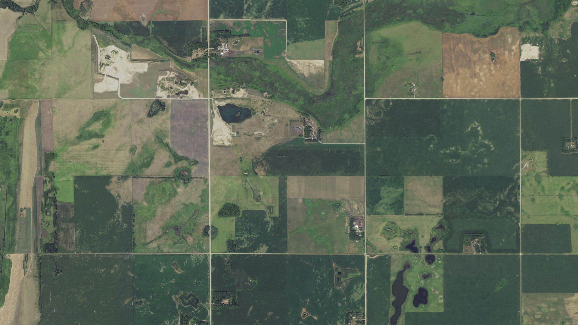 Aerial view of land around Keene, Minnesota