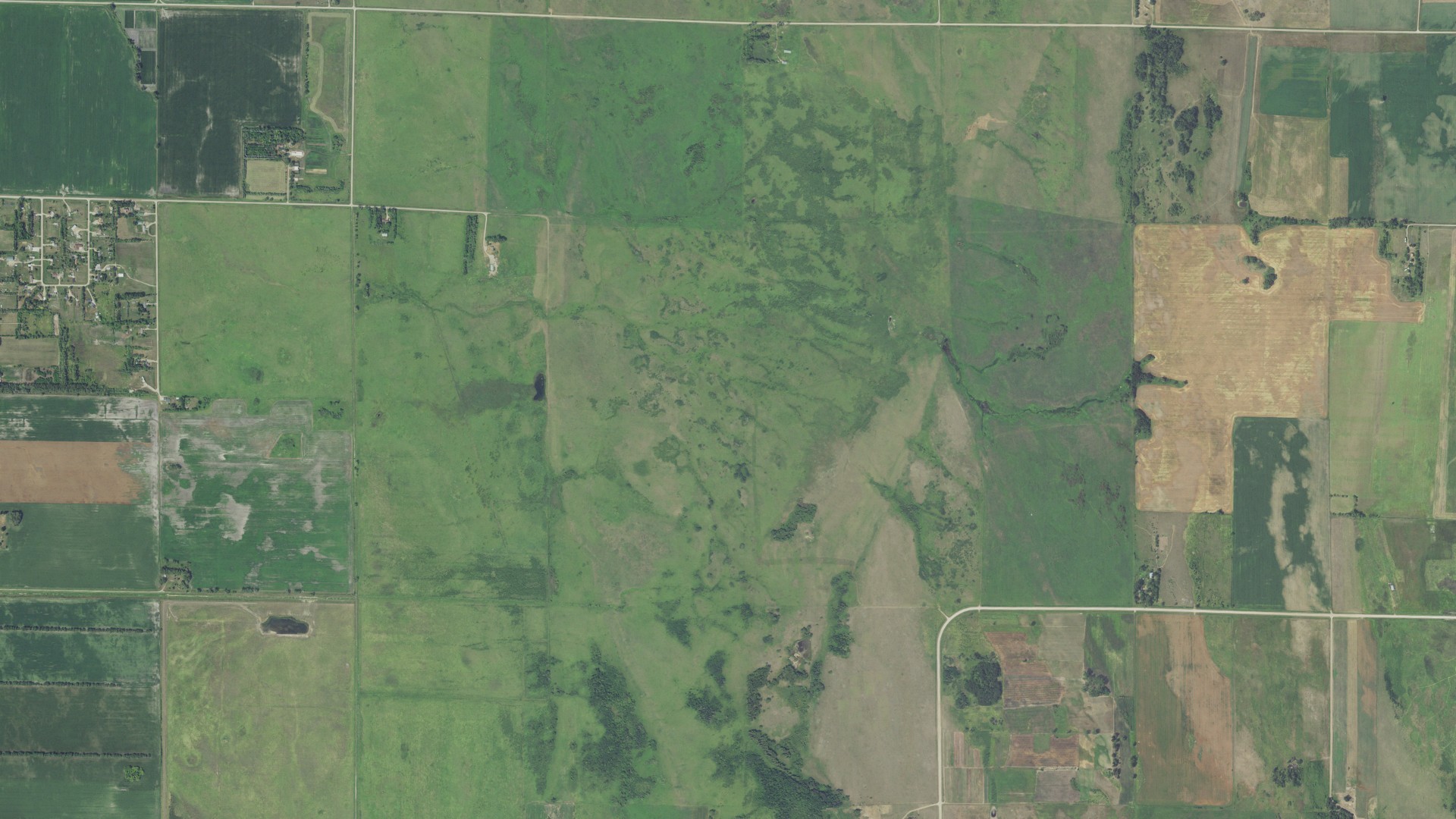 Aerial view of land around Riverton, Minnesota