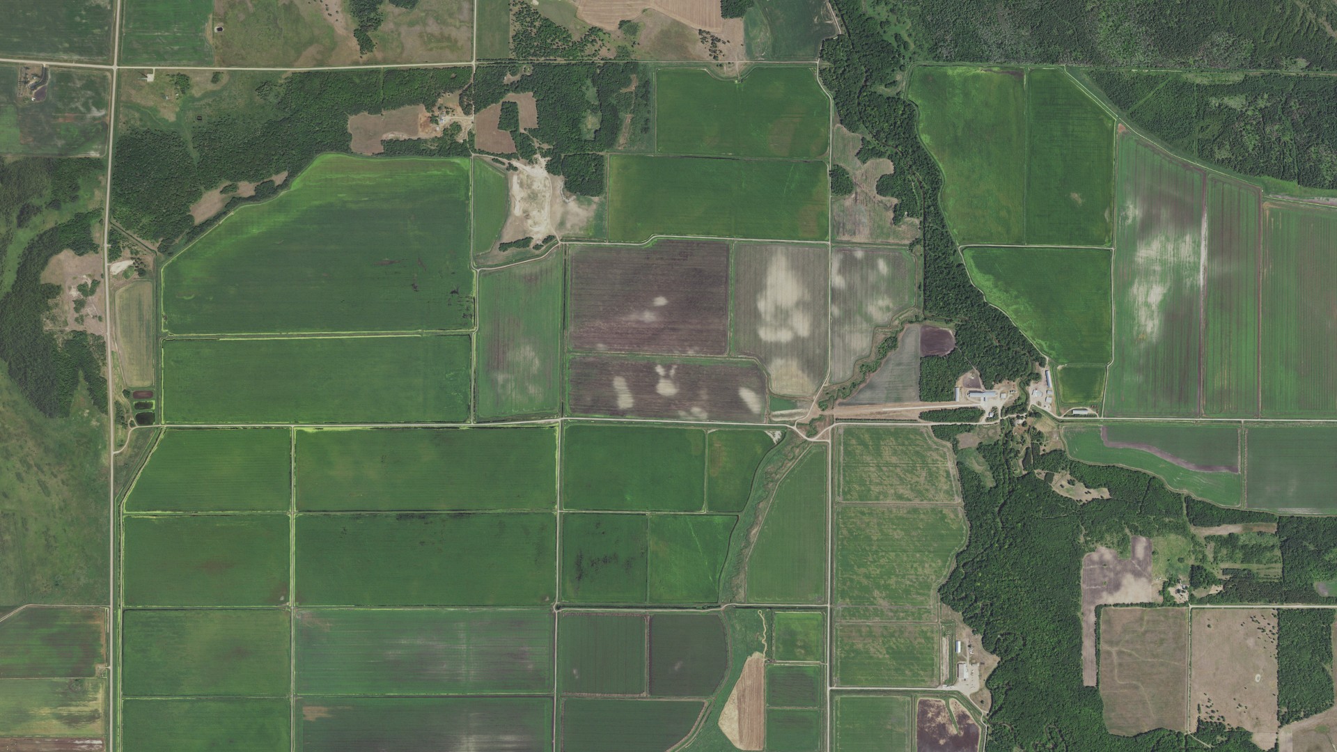 Aerial view of land around Greenwood, Minnesota