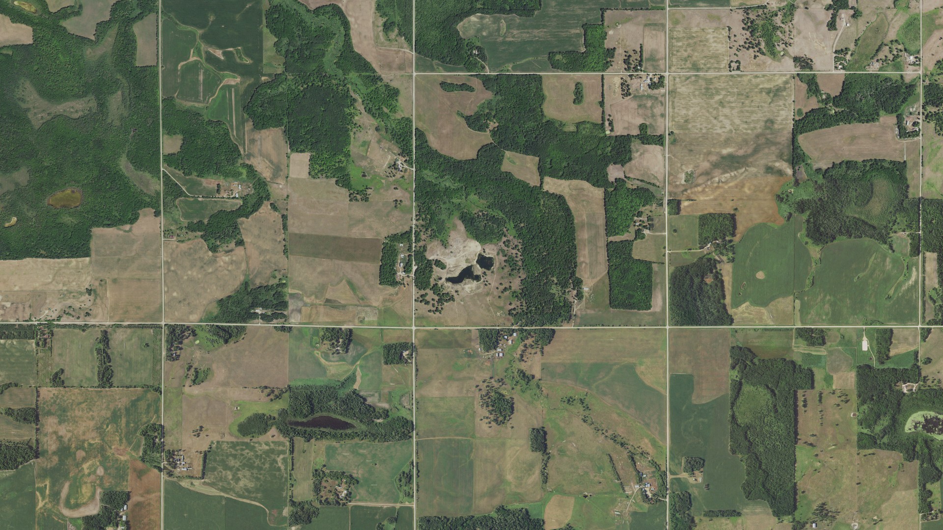 Aerial view of land around Leon, Minnesota