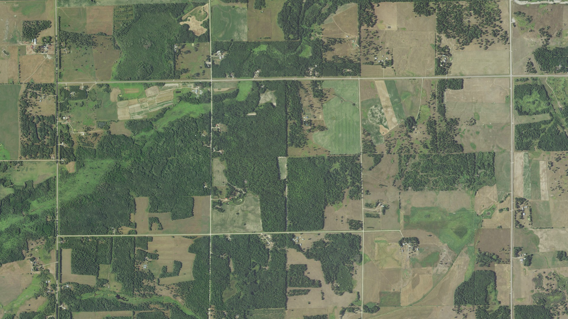 Aerial view of land around Nora, Minnesota