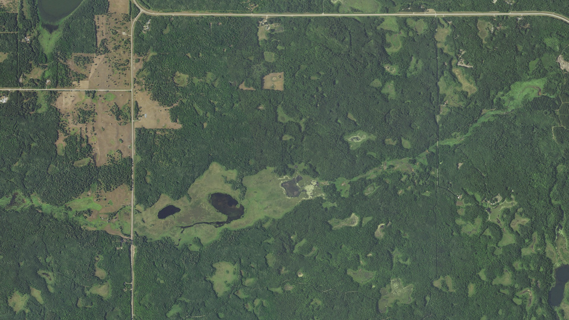 Aerial view of land around Rice, Minnesota