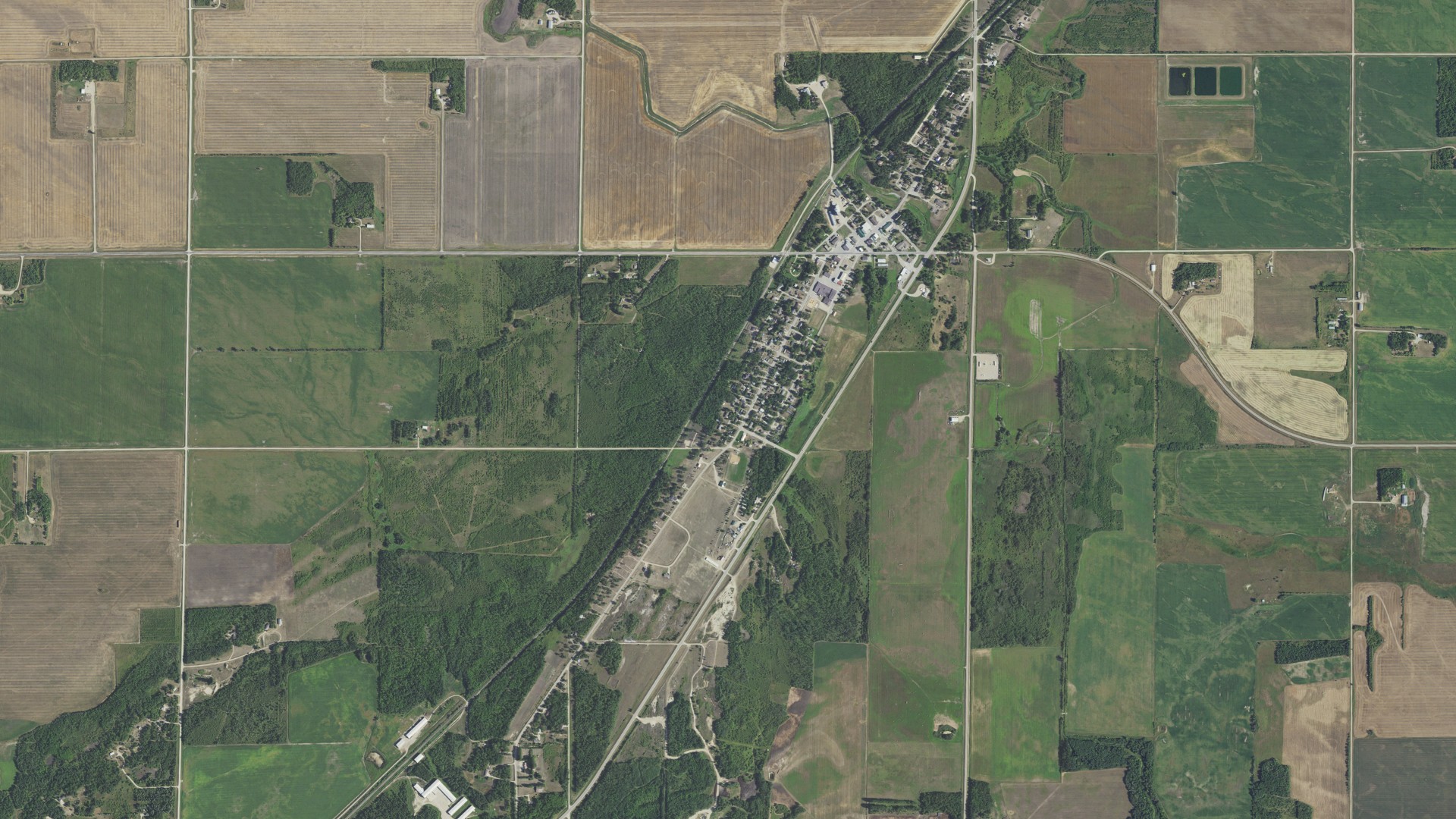 Aerial view of land around Badger, Minnesota