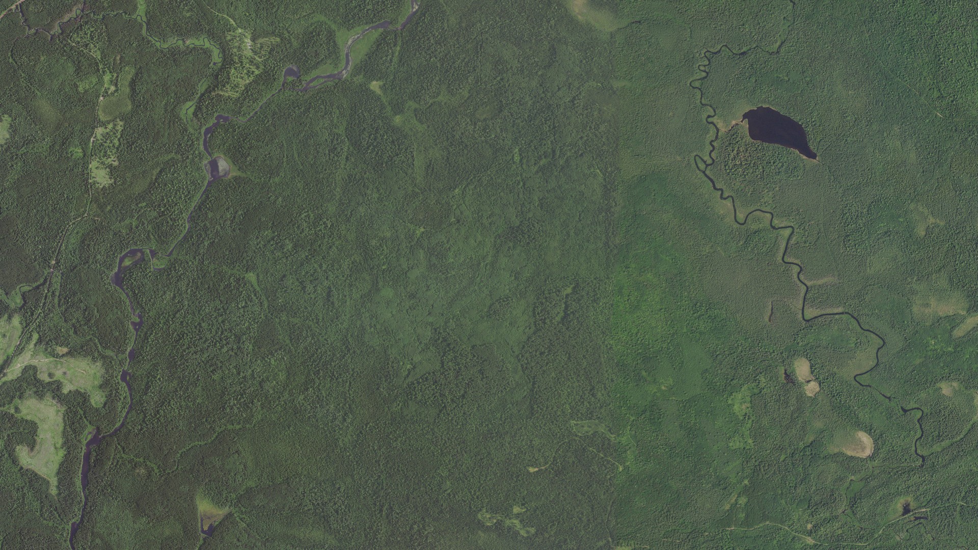 Natural-color aerial photograph of land around Tofte, Minnesota