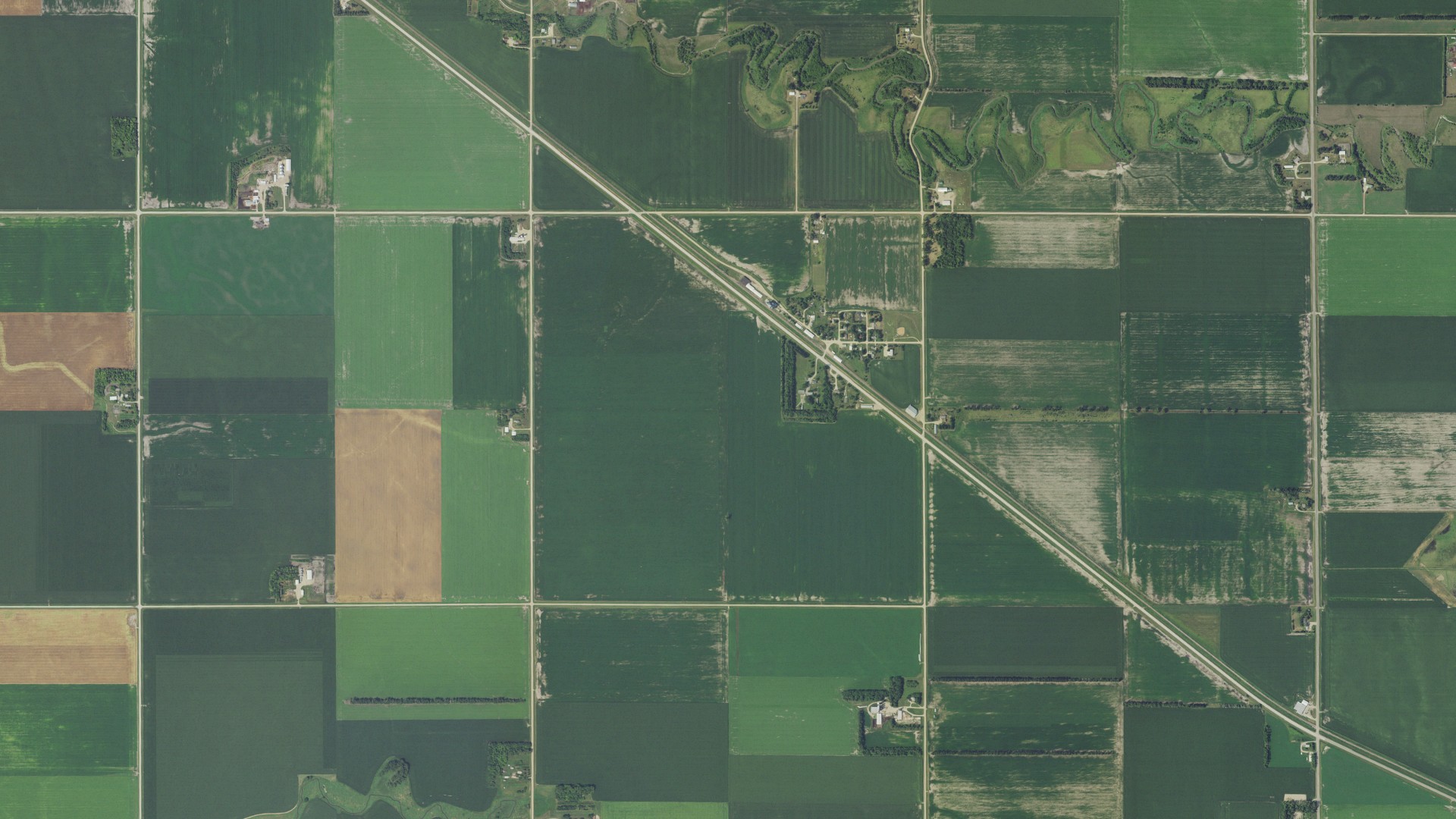 Aerial view of land around Baker, Minnesota