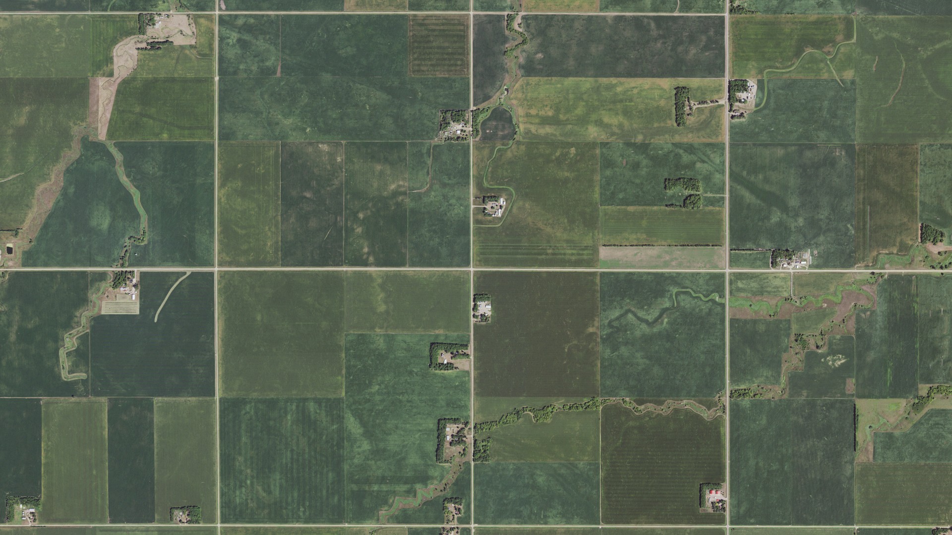 Aerial view of land around Ann, Minnesota
