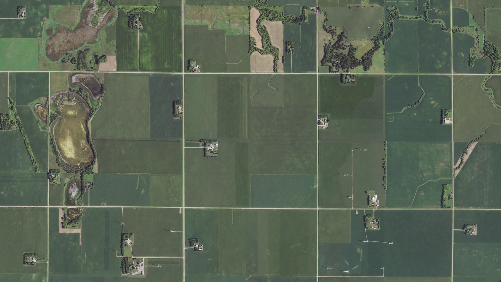 Aerial view of land around Carson, Minnesota