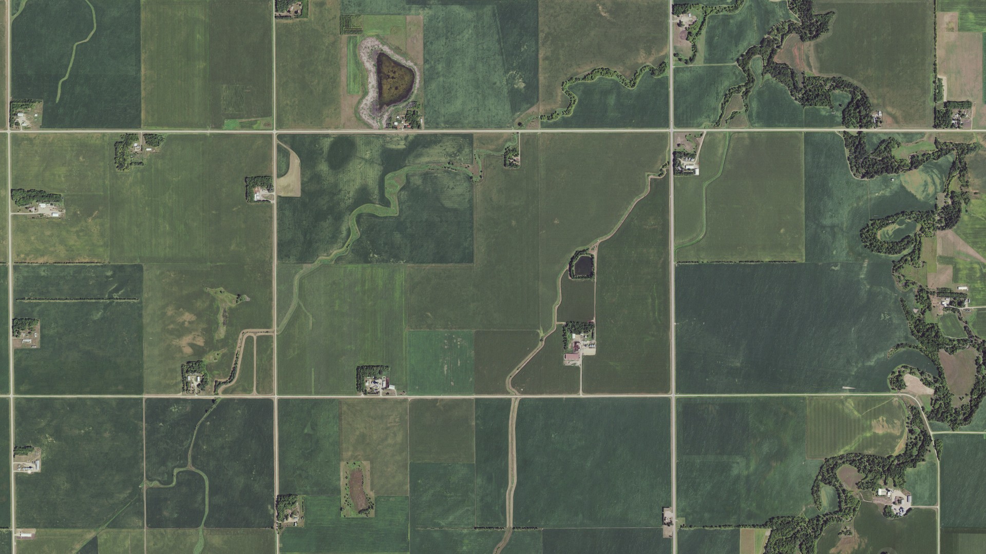 Aerial view of land around Highwater, Minnesota