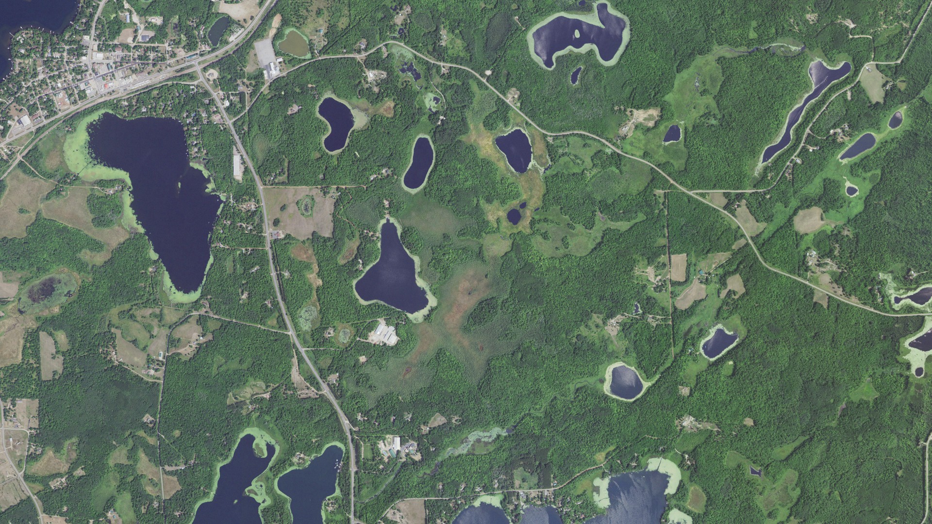 Aerial view of land around Deerwood, Minnesota