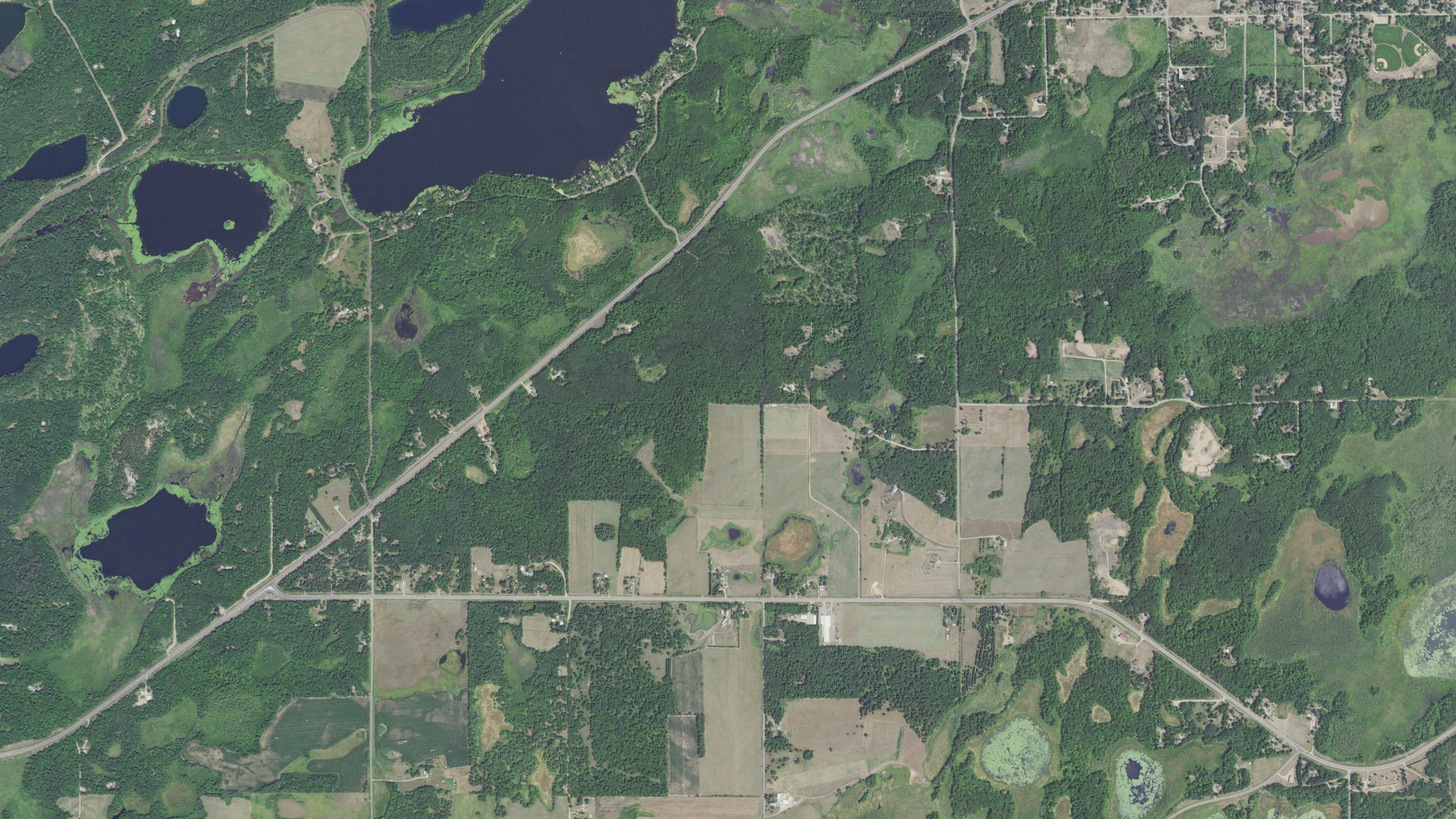 Aerial view of land around Irondale, Minnesota