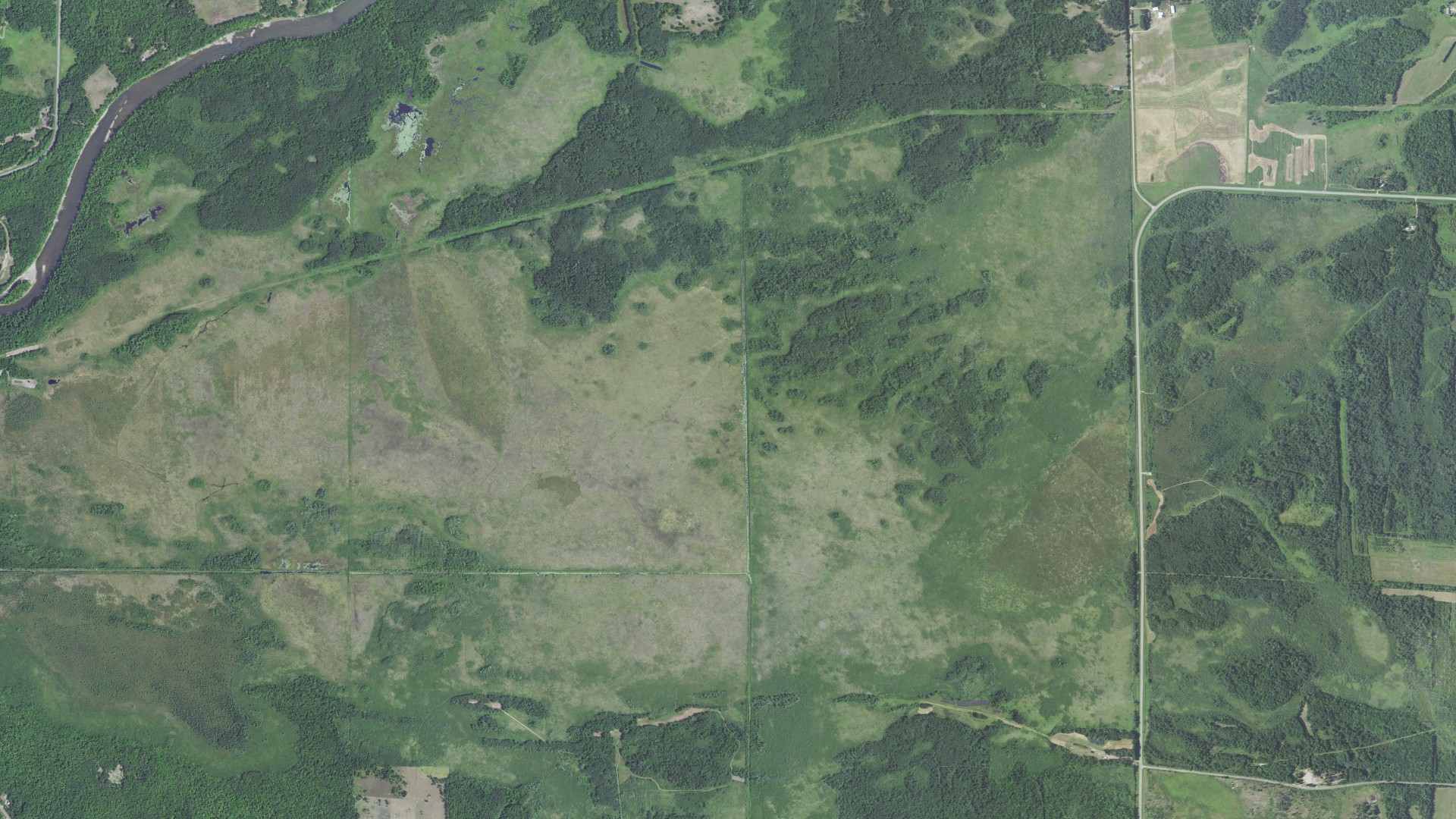 Aerial view of land around Rabbit Lake, Minnesota
