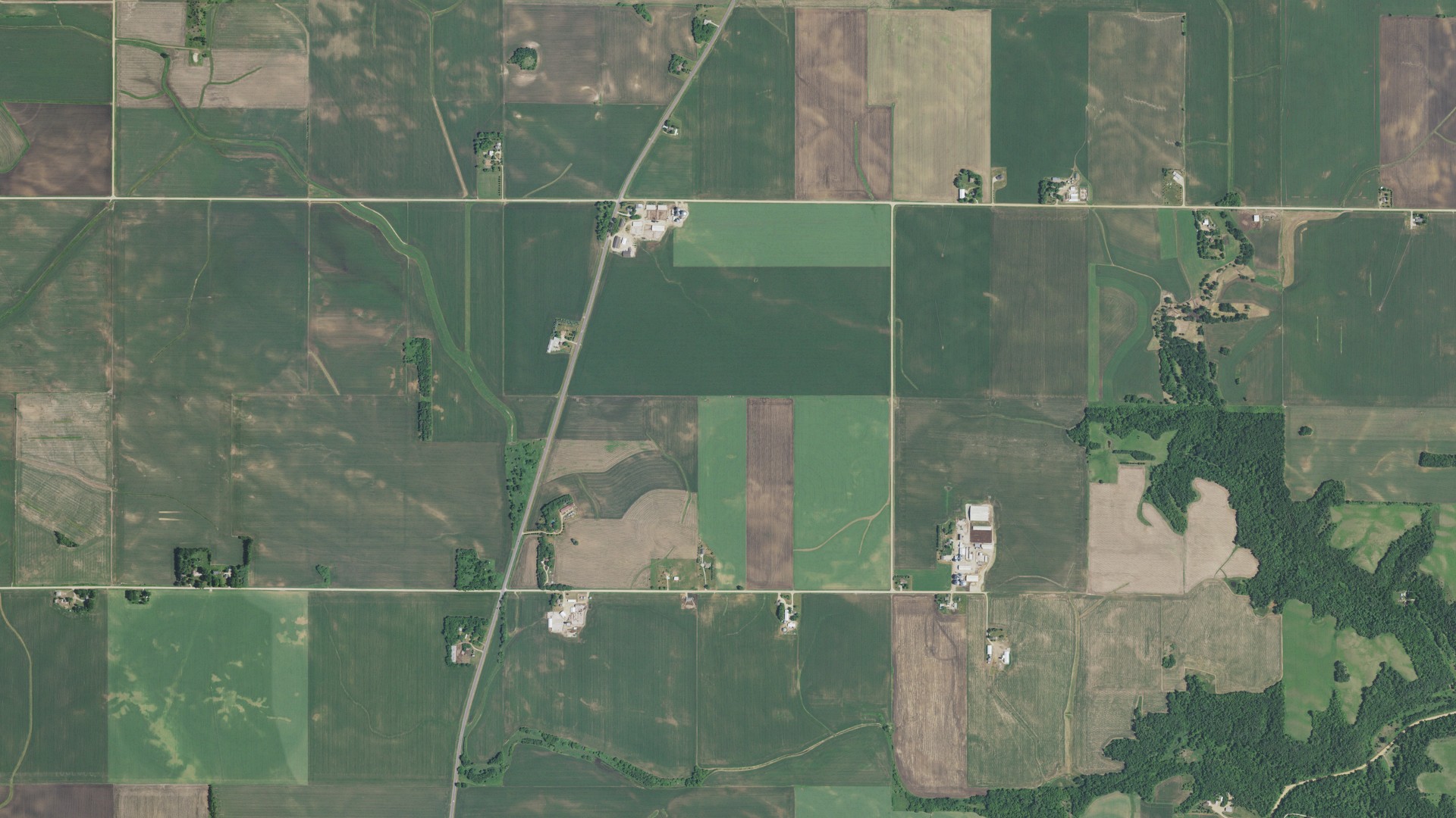Aerial view of land around Douglas, Minnesota