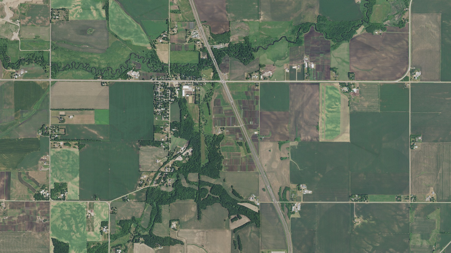 Aerial view of land around Vermillion, Minnesota