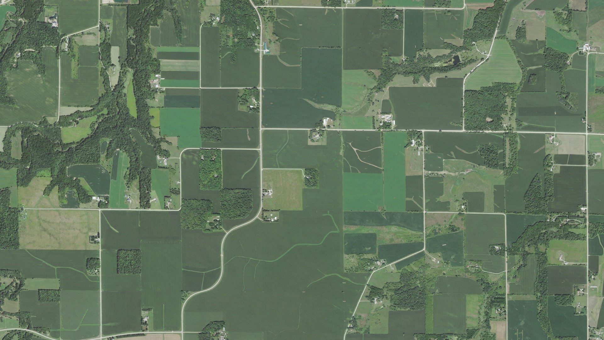 Aerial view of land around Milton, Minnesota