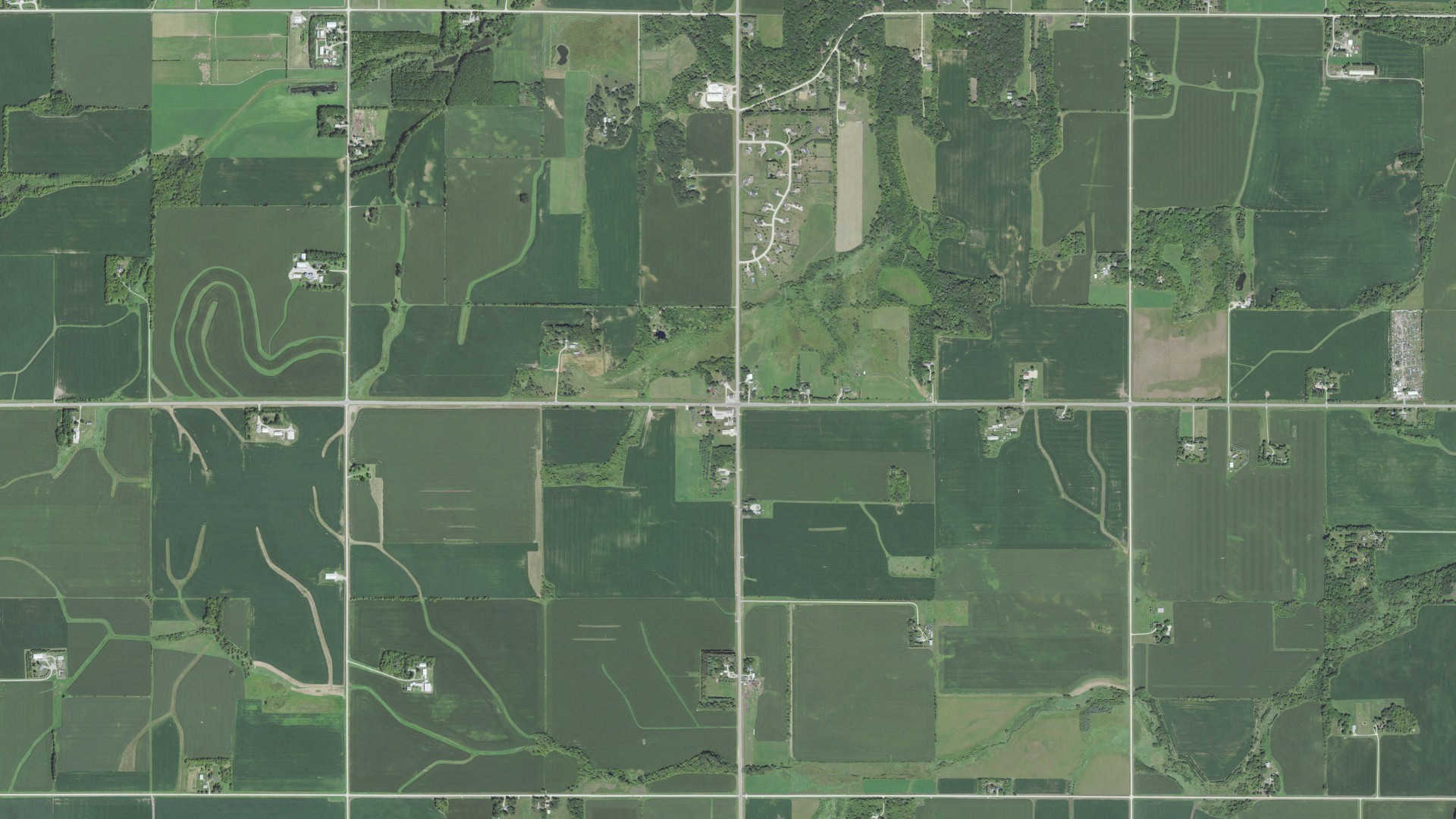 Aerial view of land around Vernon, Minnesota