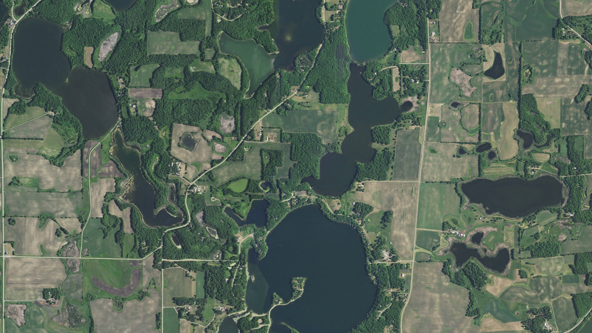 Aerial view of land around Holmes City, Minnesota
