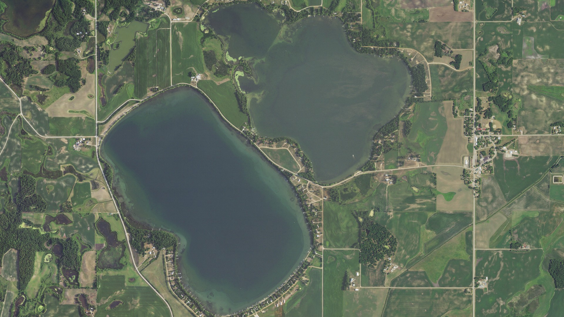 Aerial view of land around Millerville, Minnesota