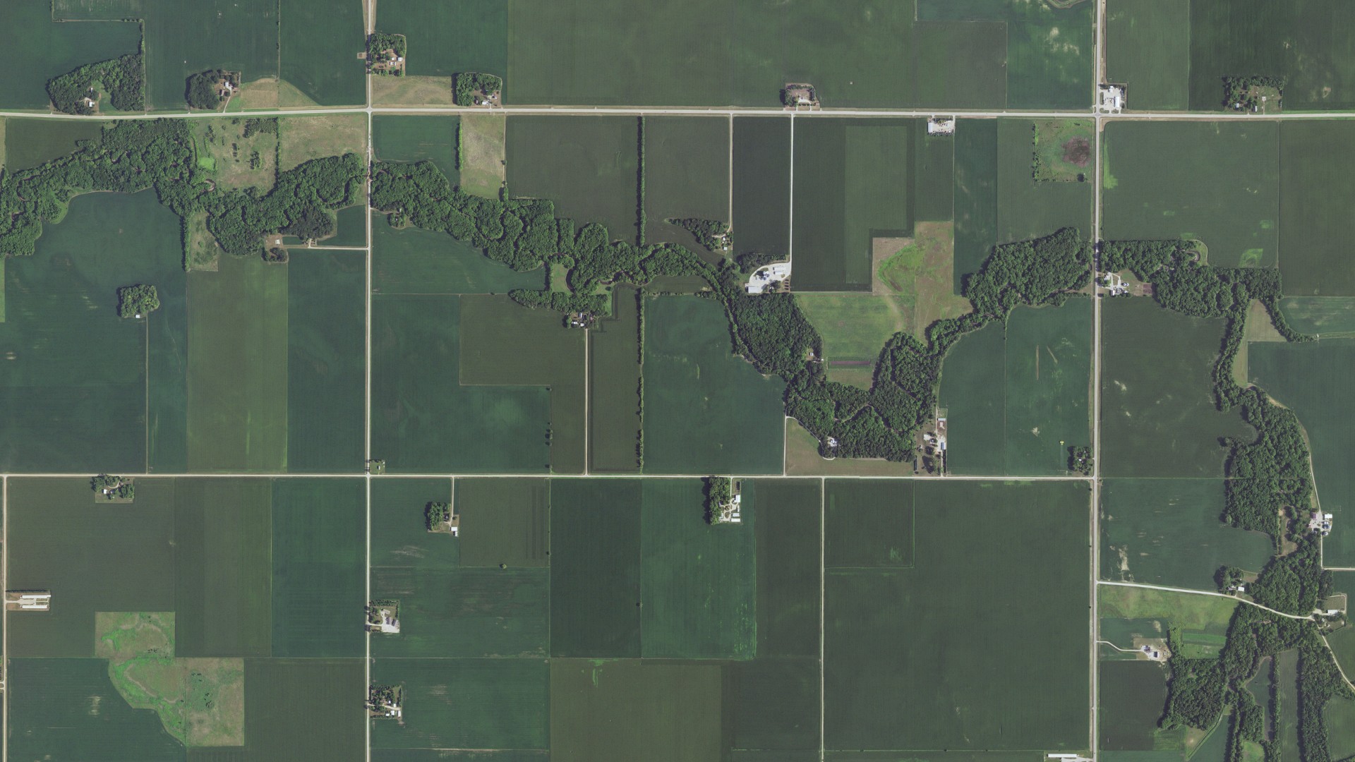 Aerial view of land around Emerald, Minnesota