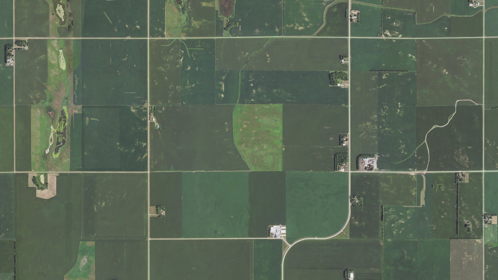 Aerial view of land around Prescott, Minnesota