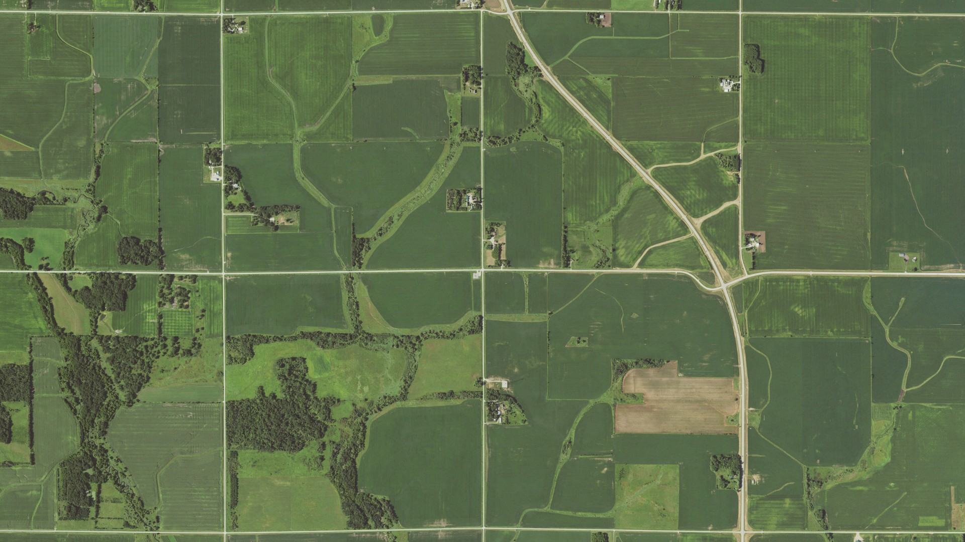 Aerial view of land around Beaver, Minnesota